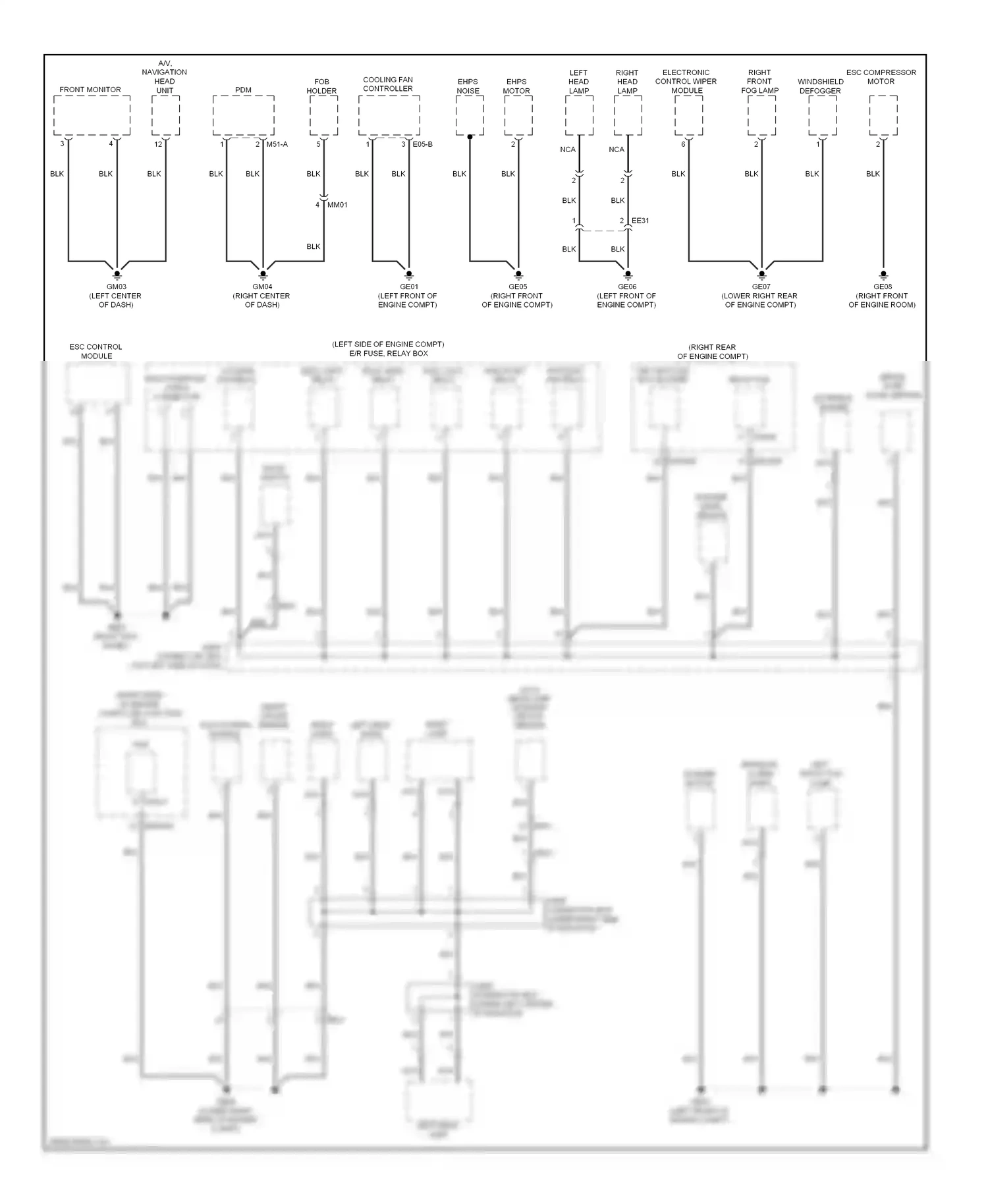 Wiring diagram smart cruise aqs control sensor module for Hyundai Equus II (2009-2013) (1 of 1)