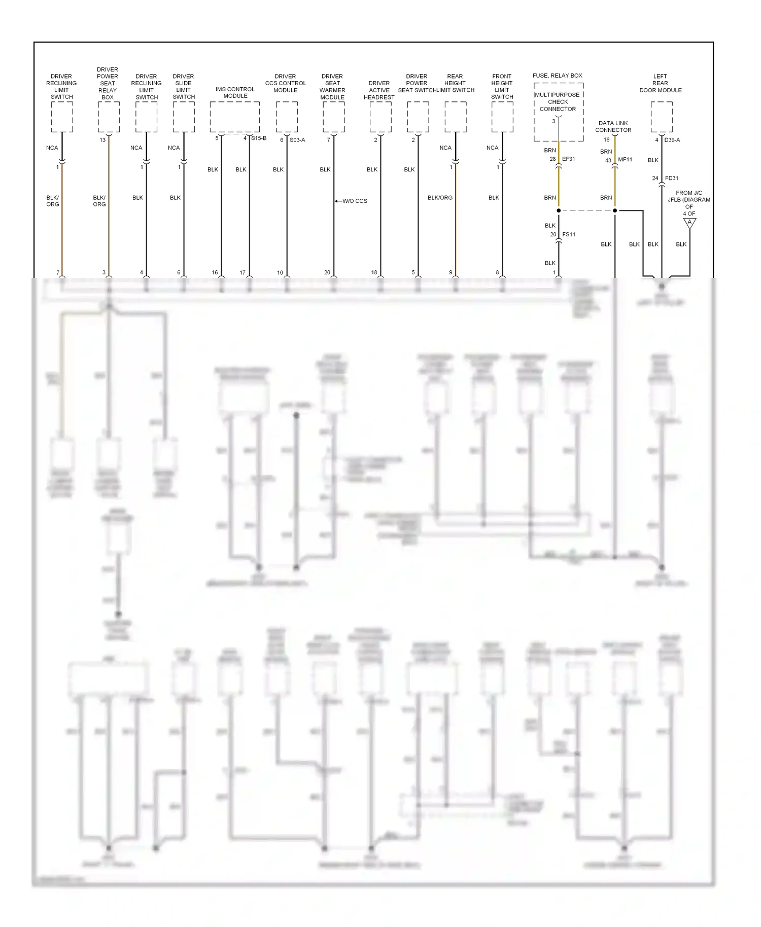 Wiring diagram left rear door module for Hyundai Genesis I facelift (2011-2016) (2 of 3)
