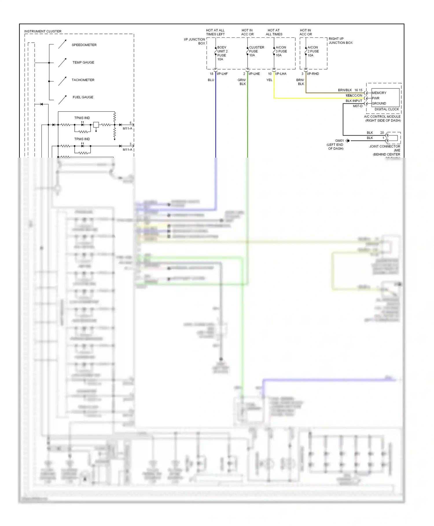 Wiring diagram digital clock for Hyundai Genesis I (2008-2011) (1 of 2)