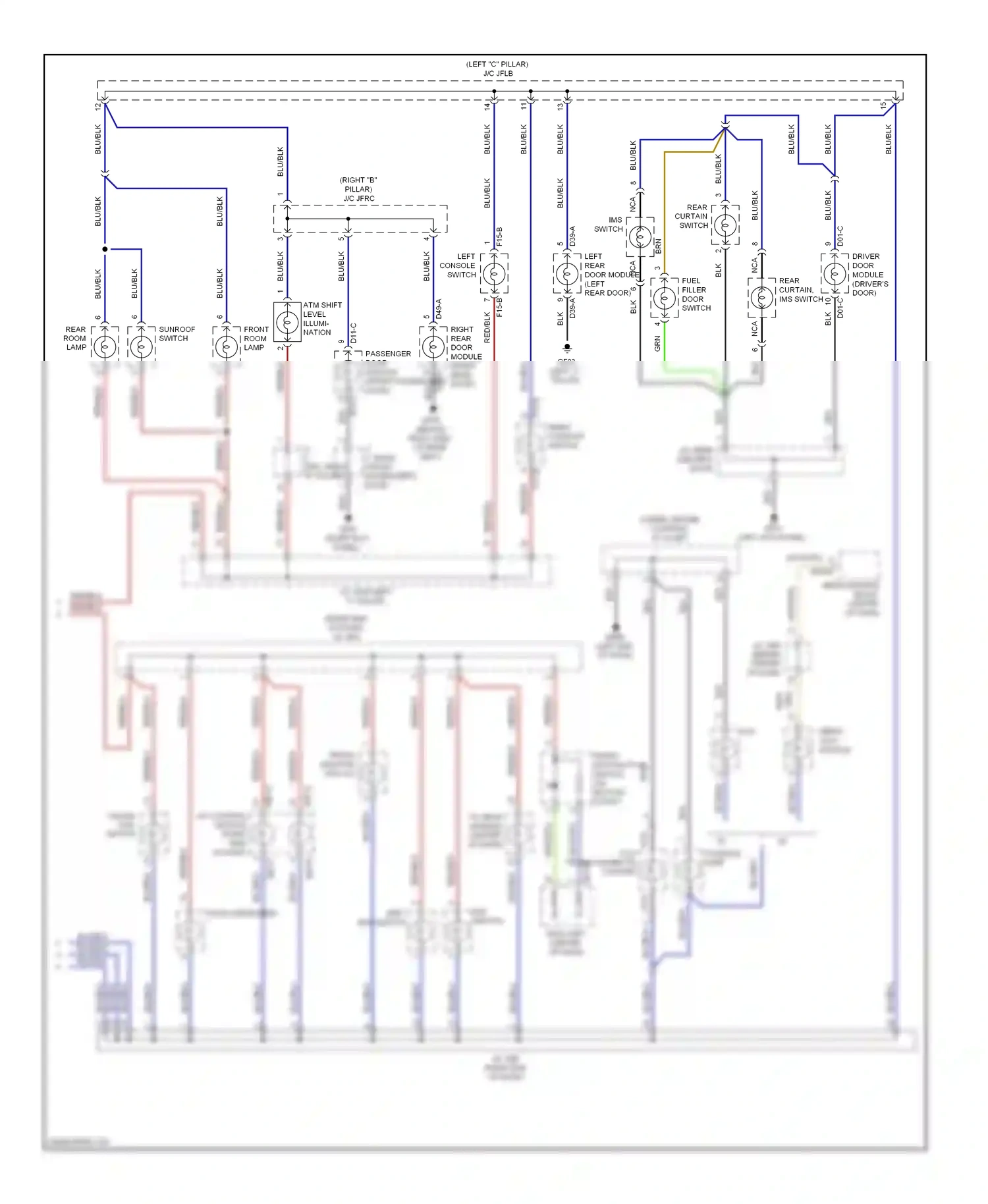Wiring diagram left "c" pillar) for Hyundai Genesis I (2008-2011) (3 of 4)