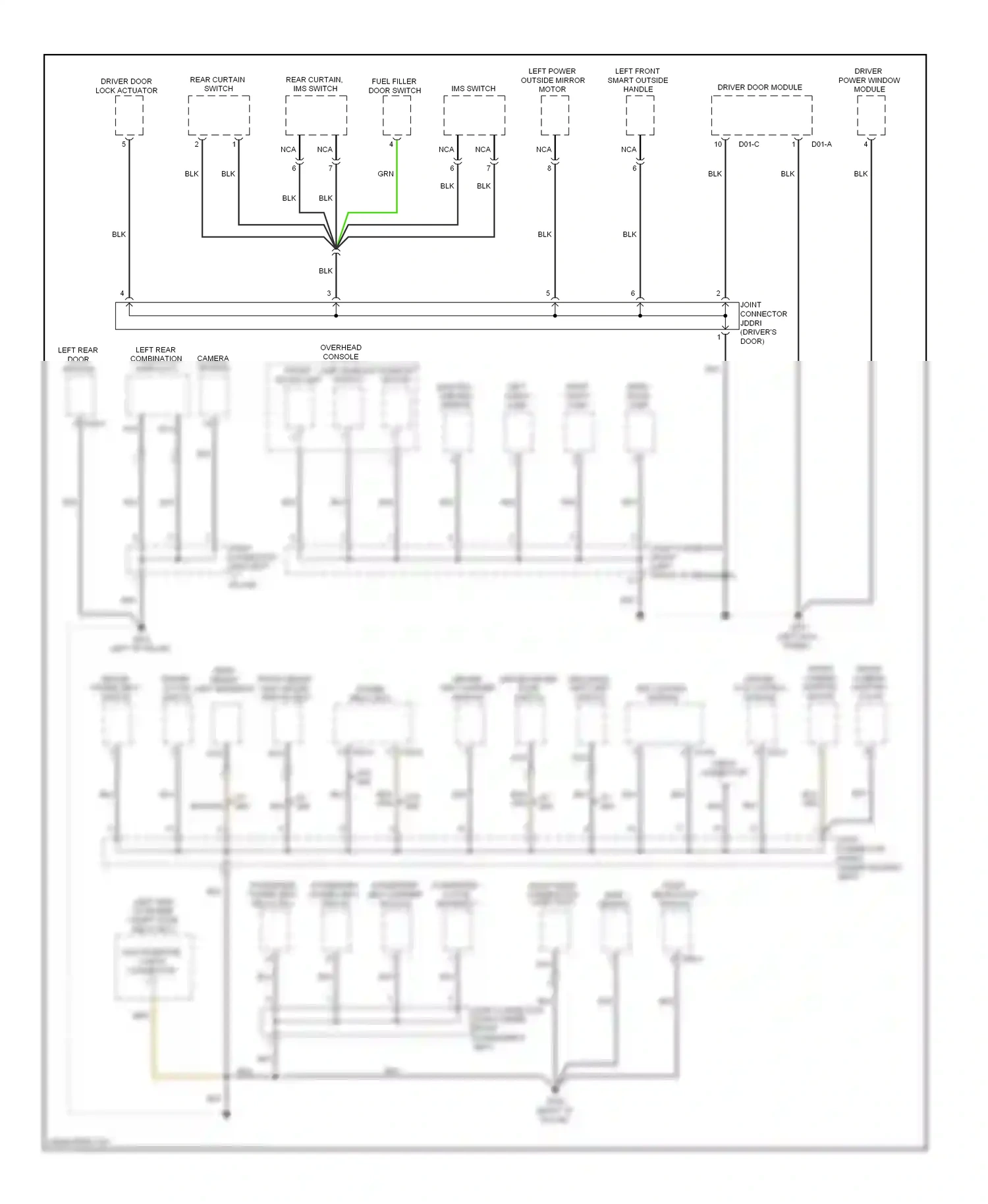Wiring diagram left rear door module for Hyundai Genesis I (2008-2011) (1 of 3)