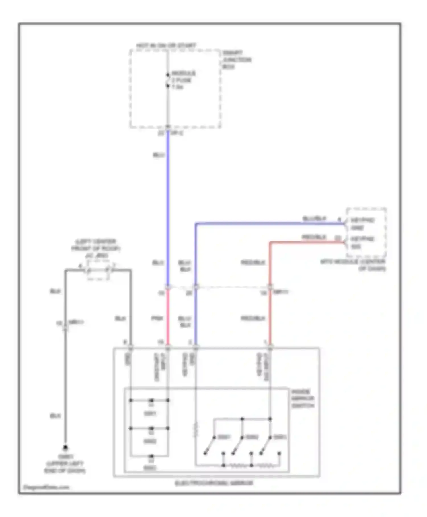 Genesis Hyundai II (2013-2016): Electrochromic mirror circuit, with tmu