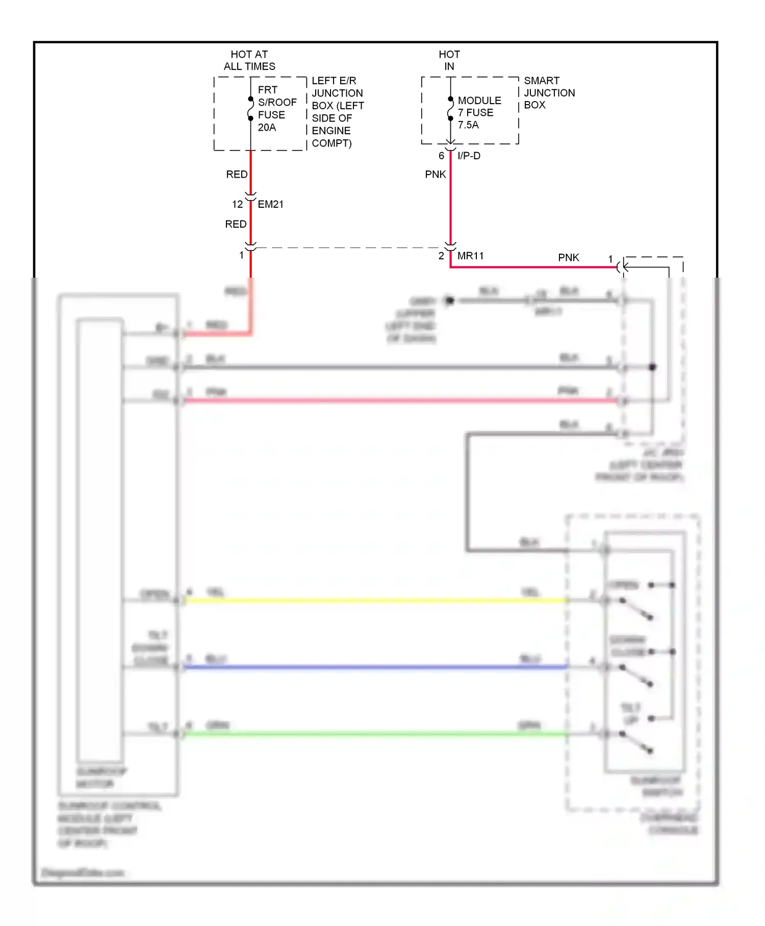 Wiring diagram overhead console for Hyundai Genesis II (2013-2016) (4 of 4)