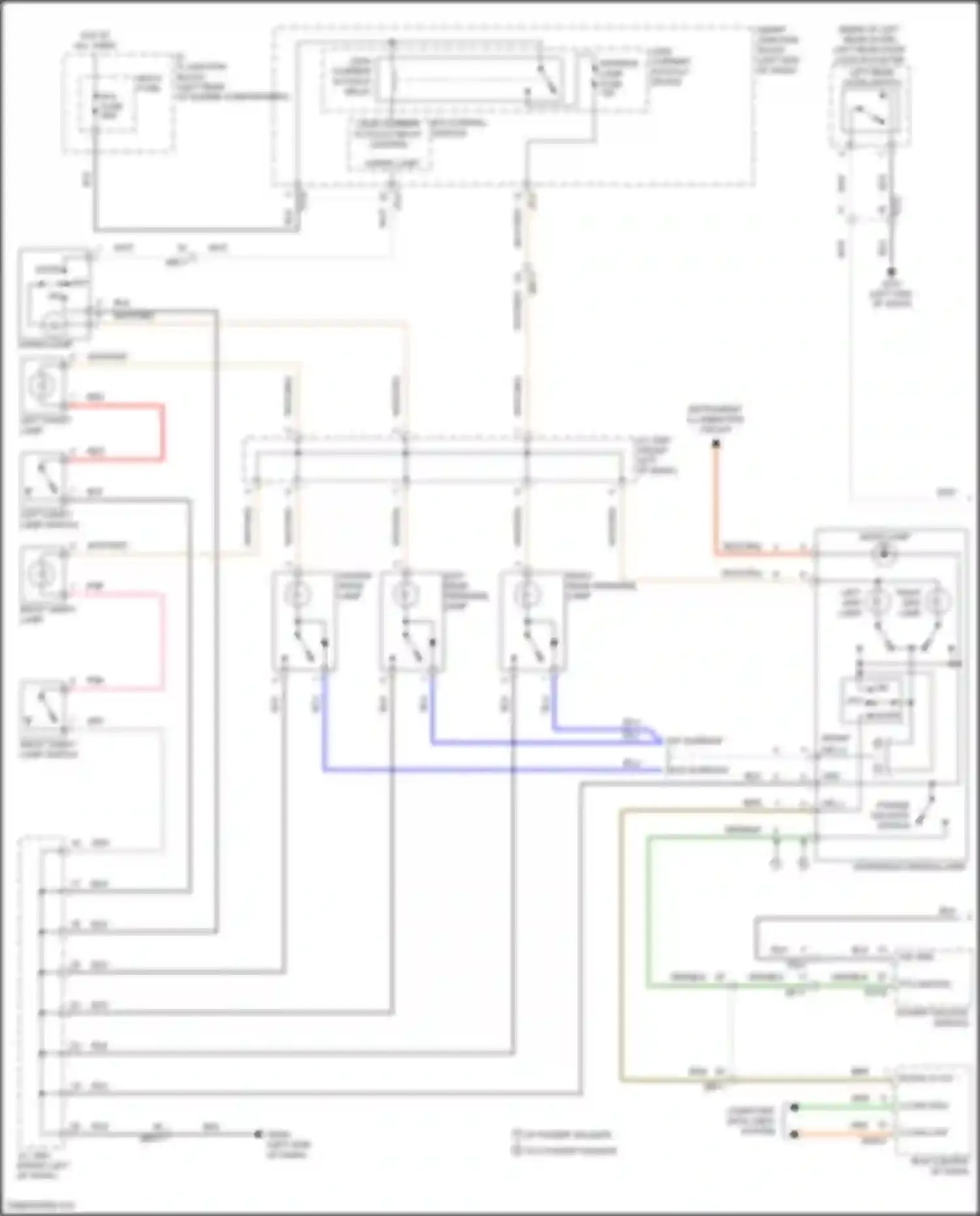 Grand Santa Fe Hyundai III facelift (2015-2018): Courtesy lamps circuit (1 of 2)