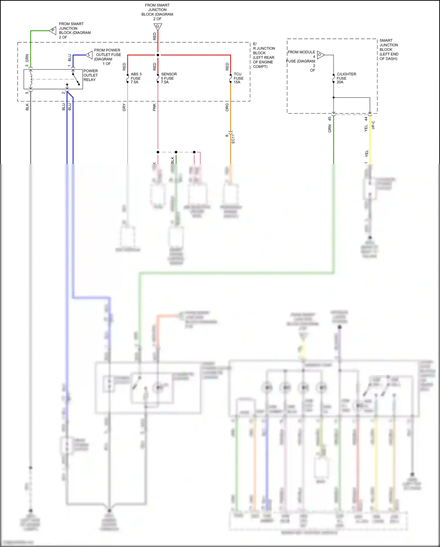 Wiring diagram transaxle range switch for Hyundai Grand Santa Fe III facelift (2015-2018) (3 of 5)