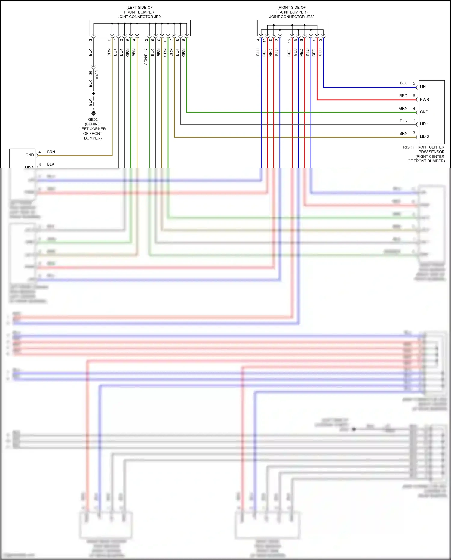 Wiring diagram left front pdw sensor for Hyundai IONIQ 5 I (2021-2024) (3 of 3)