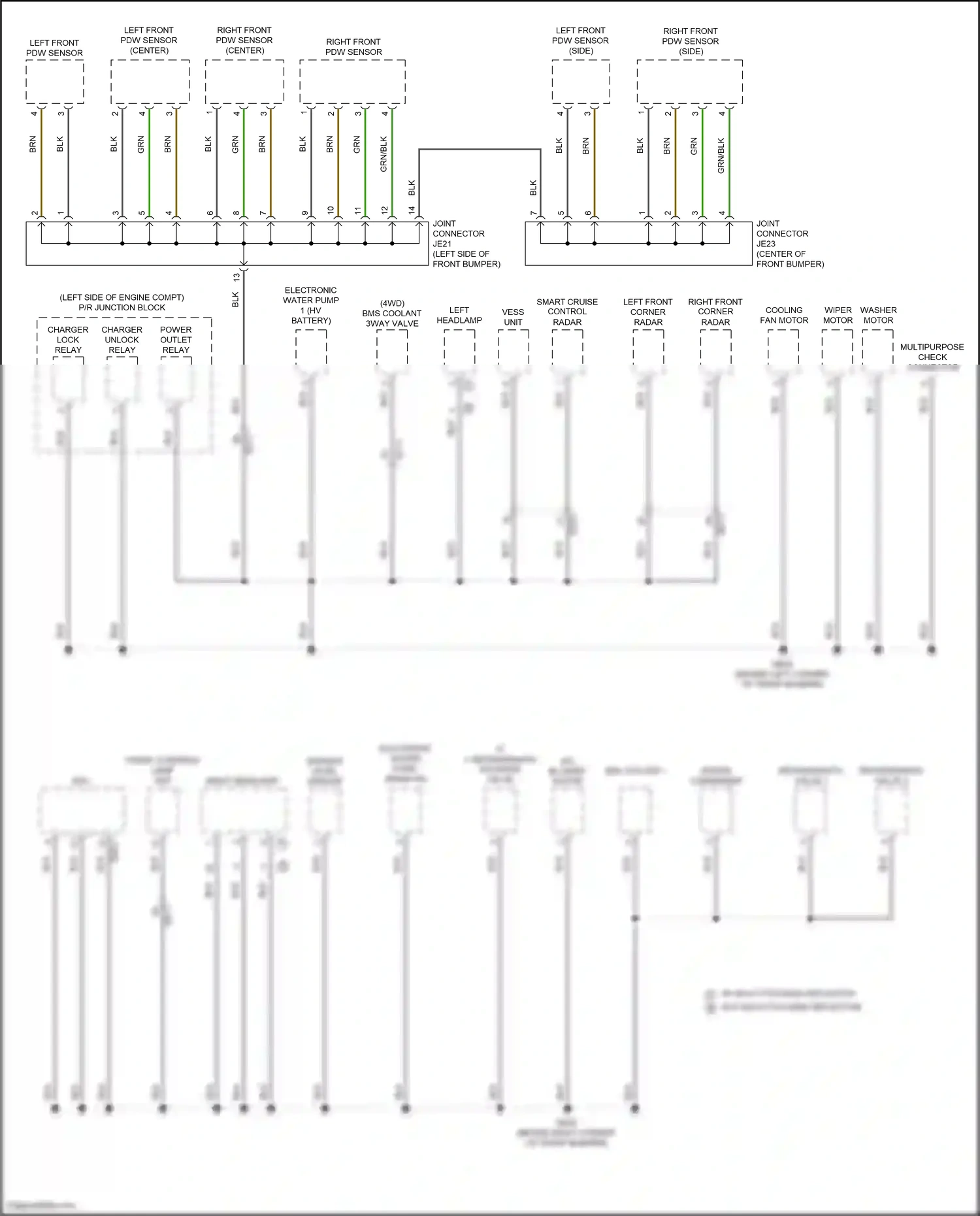 Wiring diagram left front pdw sensor for Hyundai IONIQ 5 I (2021-2024) (1 of 3)