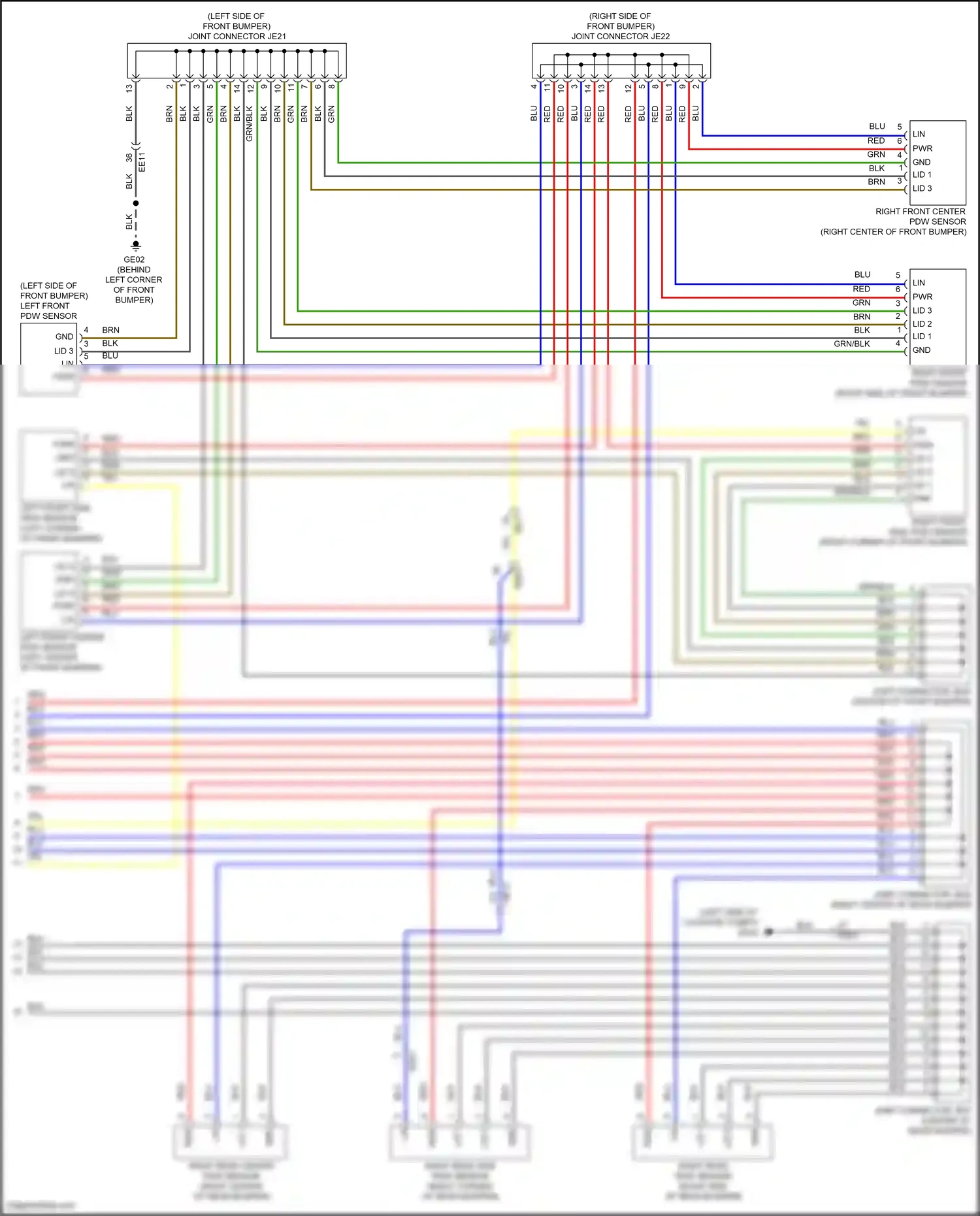 Wiring diagram left front side pdw sensor for Hyundai IONIQ 5 I (2021-2024) (1 of 1)