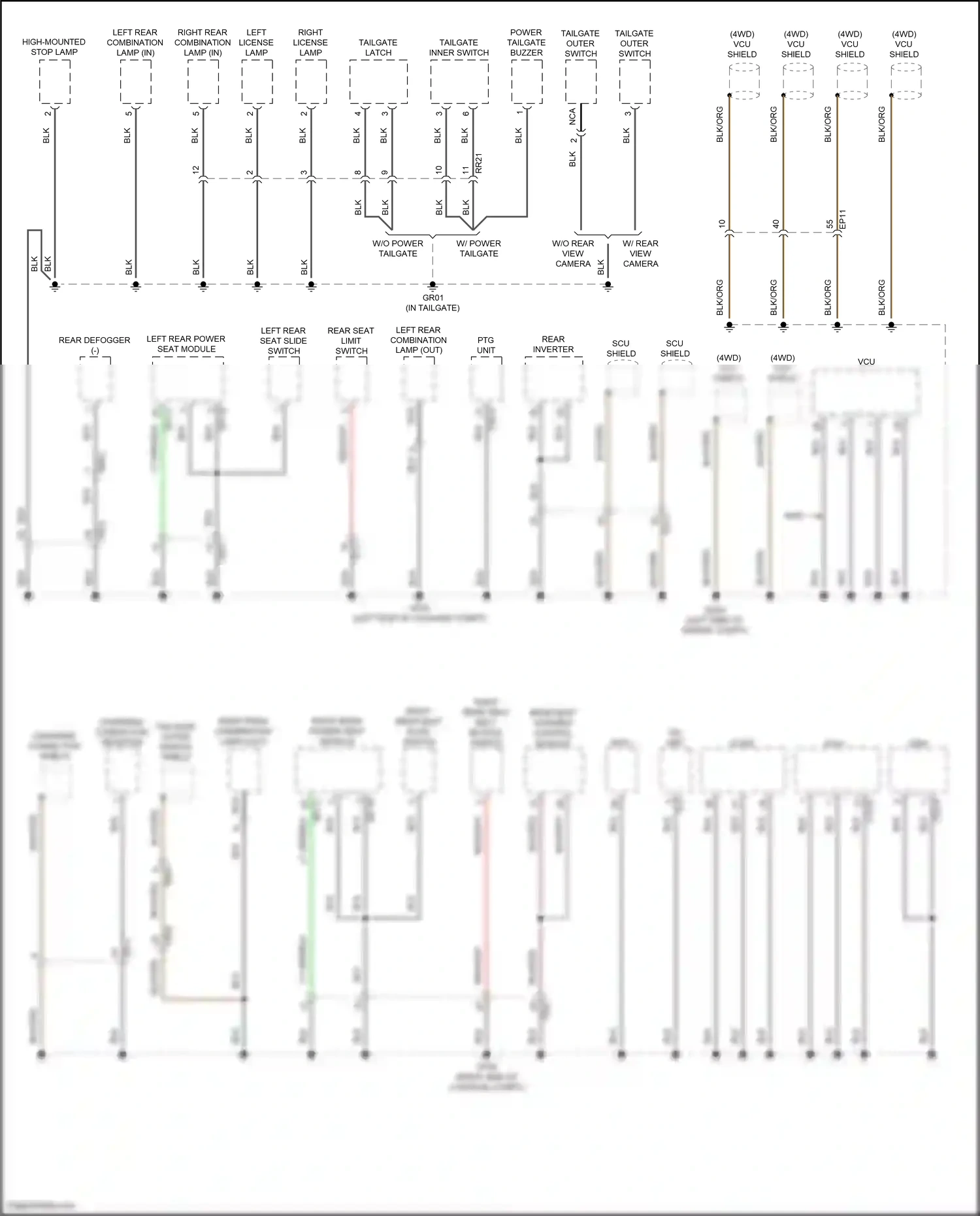 Wiring diagram tailgate outer switch for Hyundai IONIQ 5 I (2021-2024) (2 of 9)