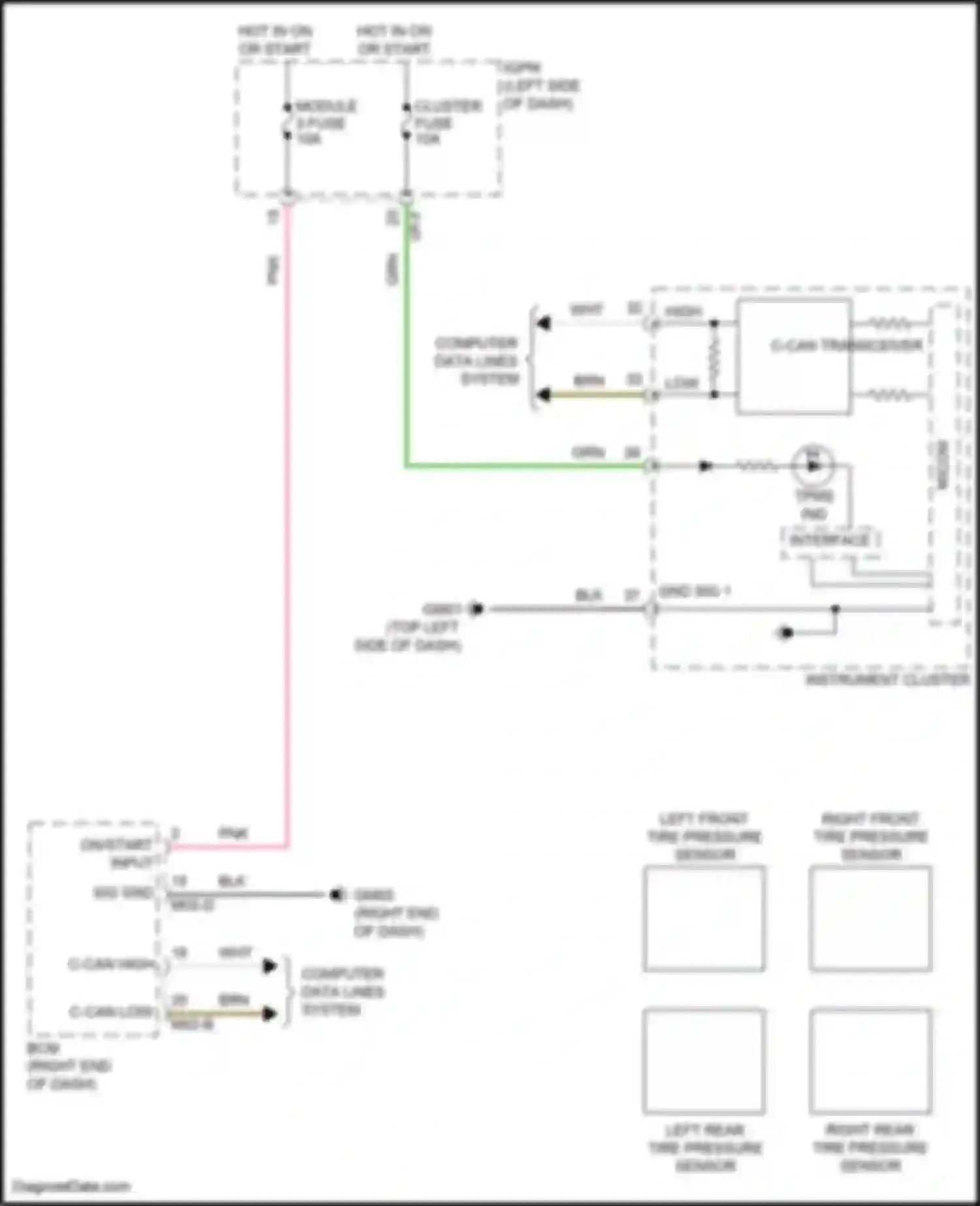 Wiring diagram right front tire pressure sensor for Hyundai IONIQ I (2016-2024) (1 of 2)