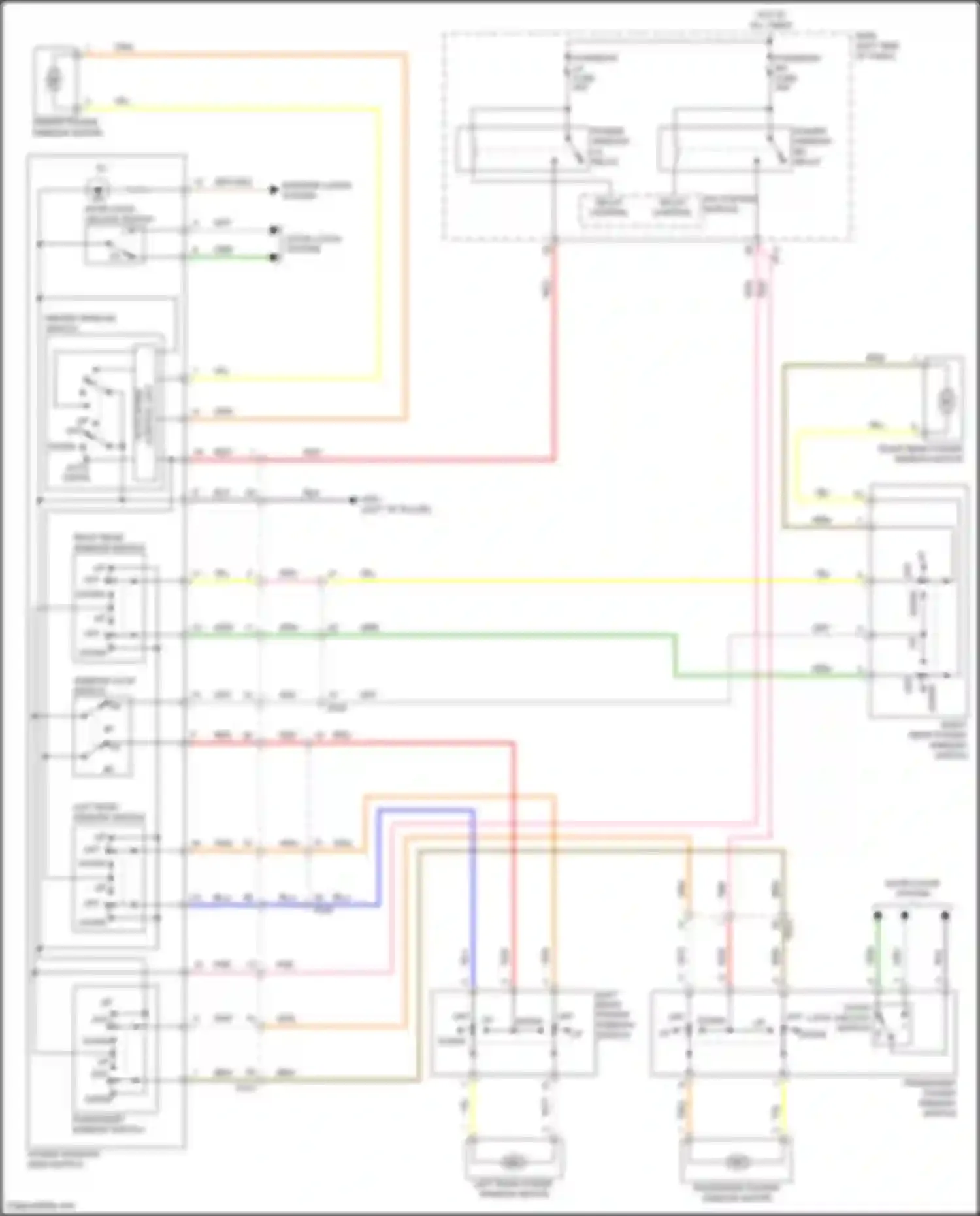 Wiring diagram right rear power window switch for Hyundai Kona I facelift (2020-2024) (2 of 4)