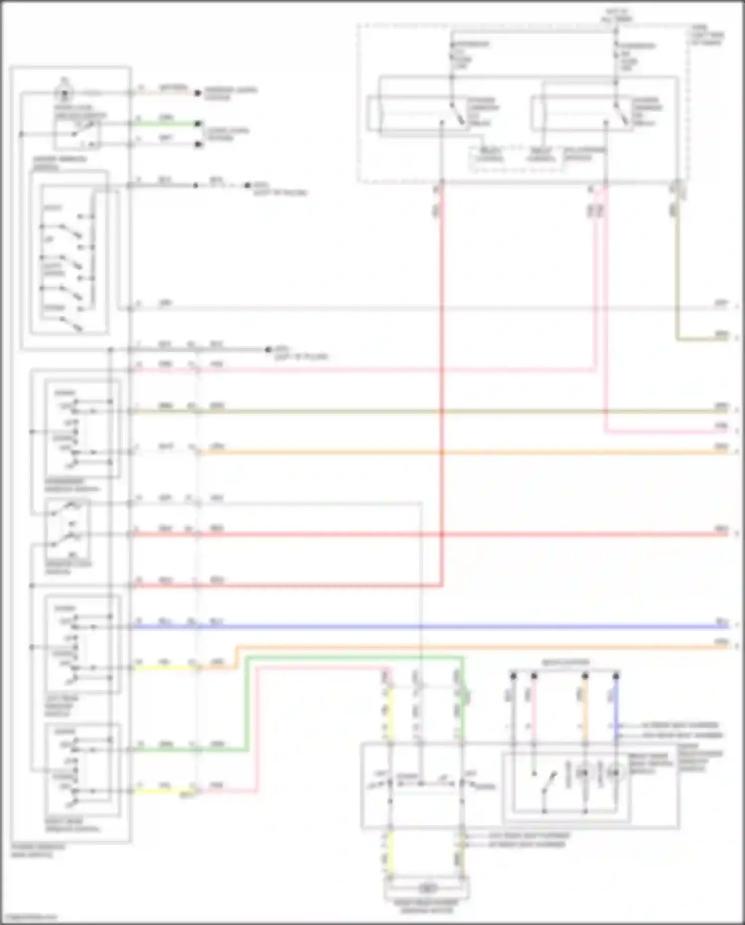 Wiring diagram right rear window switch for Hyundai Kona I facelift (2020-2024) (2 of 3)