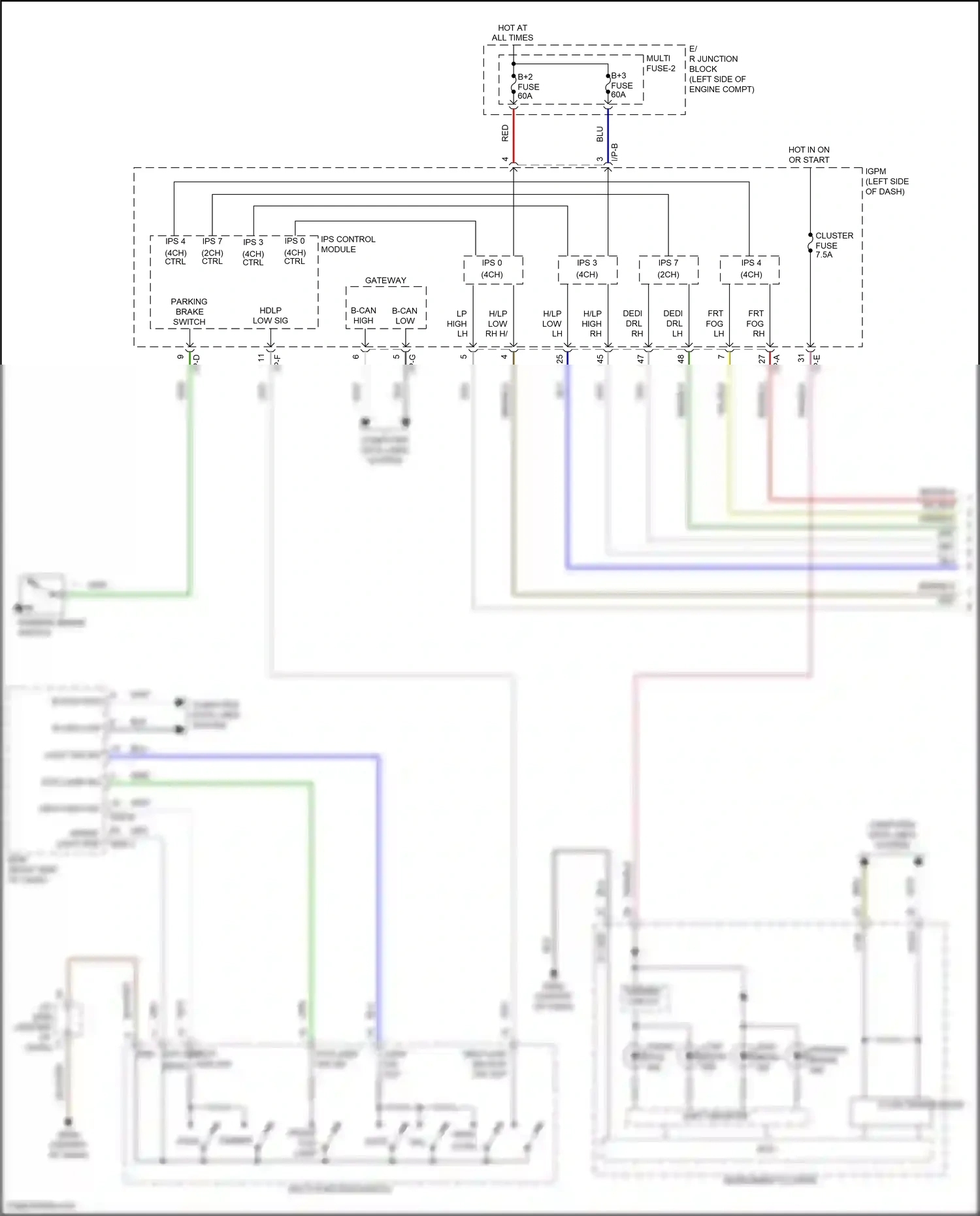 Wiring diagram ips 4 for Hyundai Kona I (2017-2021) (2 of 4)