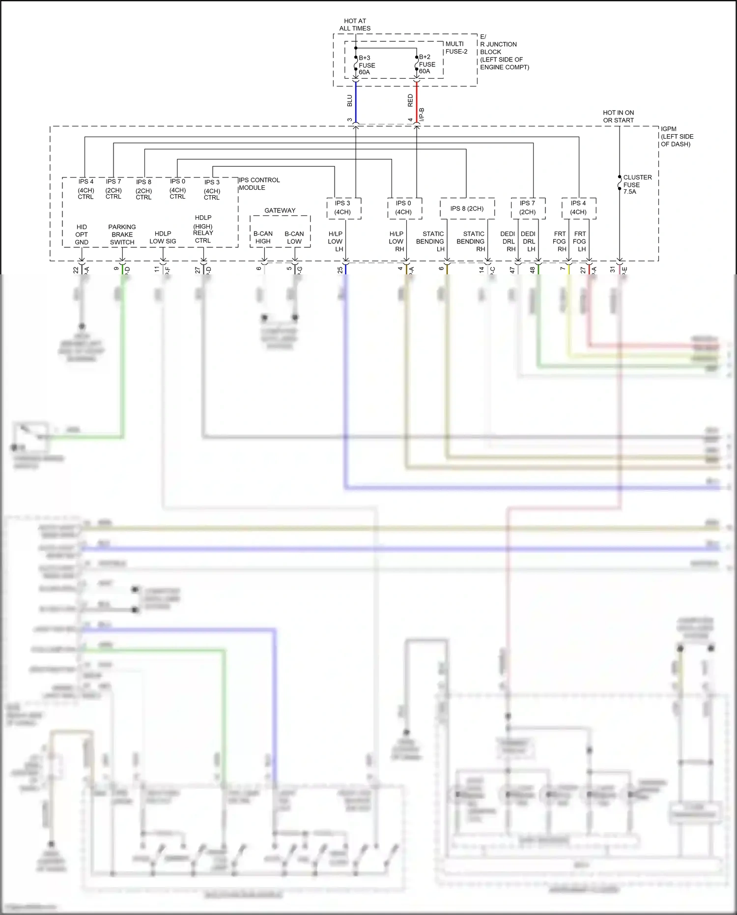 Wiring diagram ips 7 for Hyundai Kona I (2017-2021) (1 of 4)