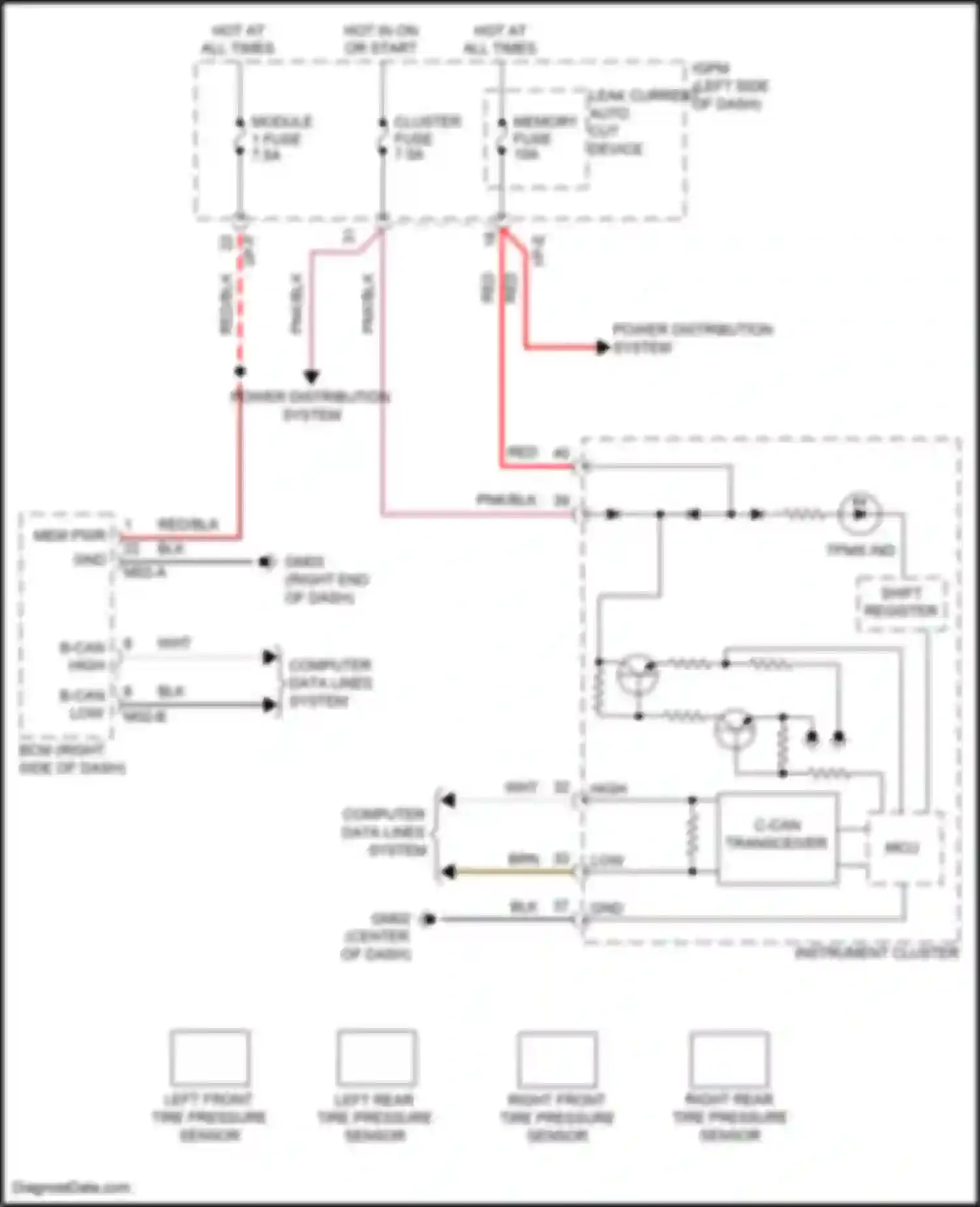 Wiring diagram left front tire pressure sensor for Hyundai Kona I (2017-2021) (1 of 1)