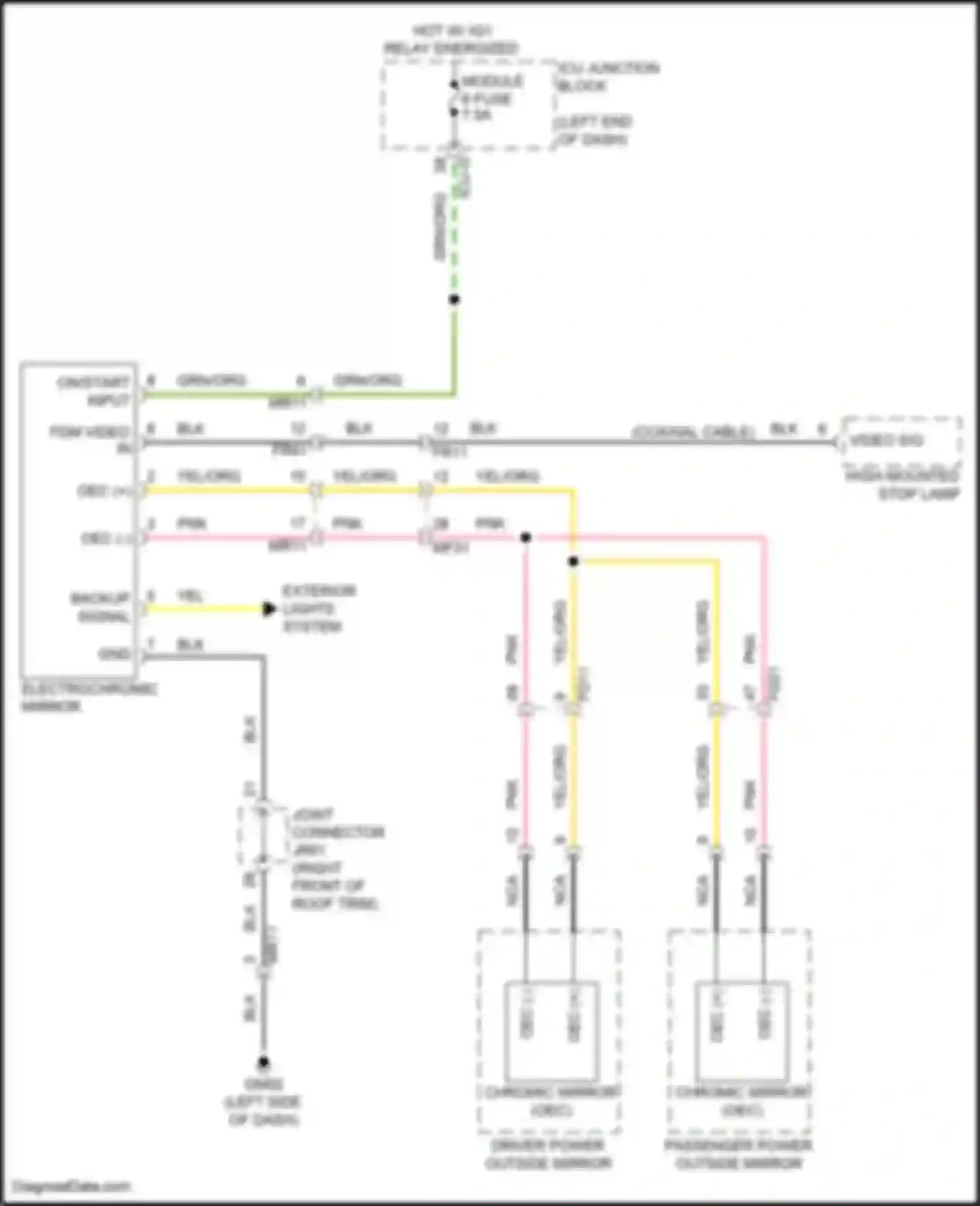 Palisade Hyundai I facelift (2022-2024): Electrochromic mirror circuit, w/ display