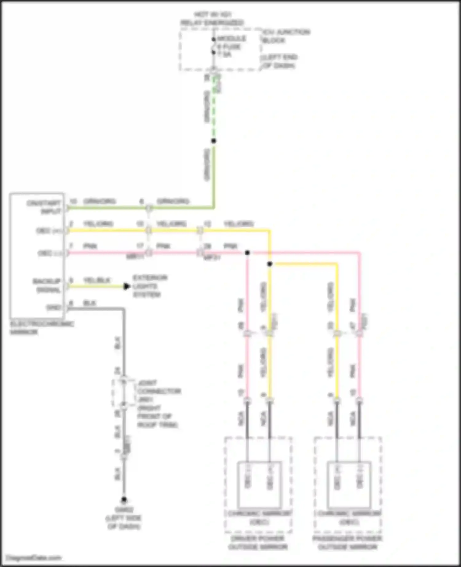 Palisade Hyundai I facelift (2022-2024): Electrochromic mirror circuit, w/o display