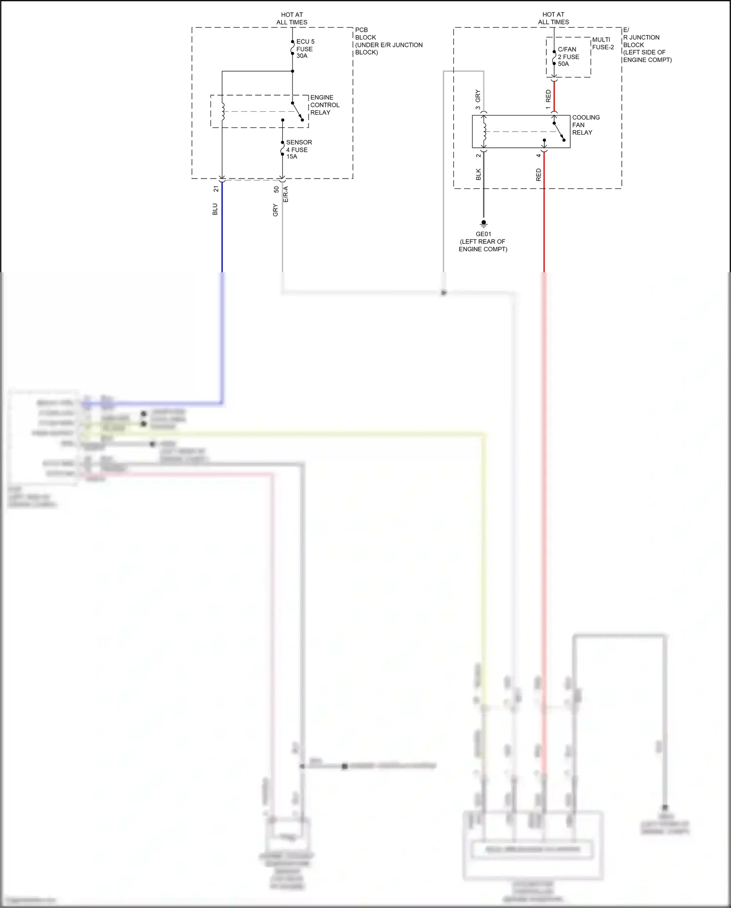 Wiring diagram engine coolant temperature sensor for Hyundai Palisade I facelift (2022-2024) (2 of 4)