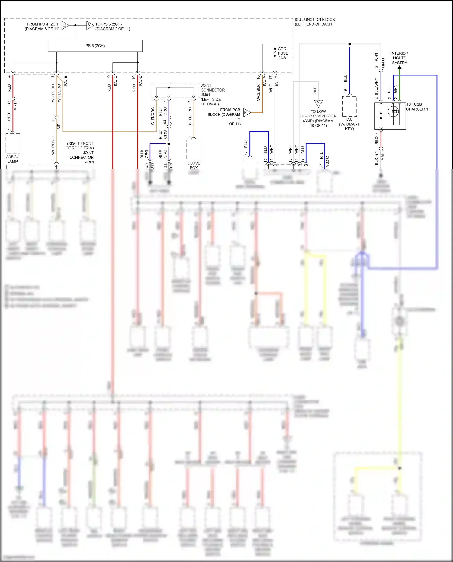 Wiring diagram front console switch for Hyundai Palisade I facelift (2022-2024) (19 of 20)