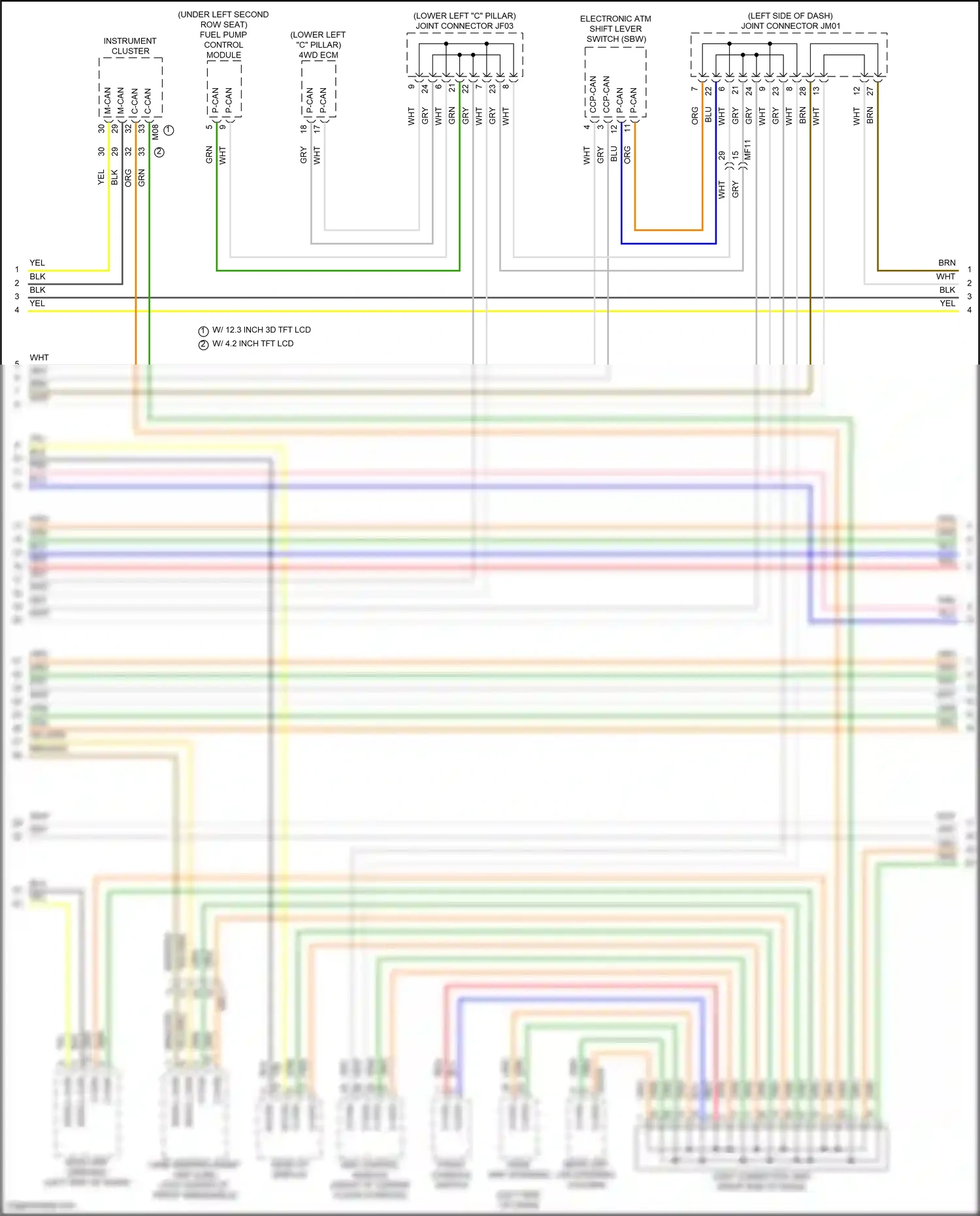 Wiring diagram front console switch for Hyundai Palisade I facelift (2022-2024) (2 of 20)