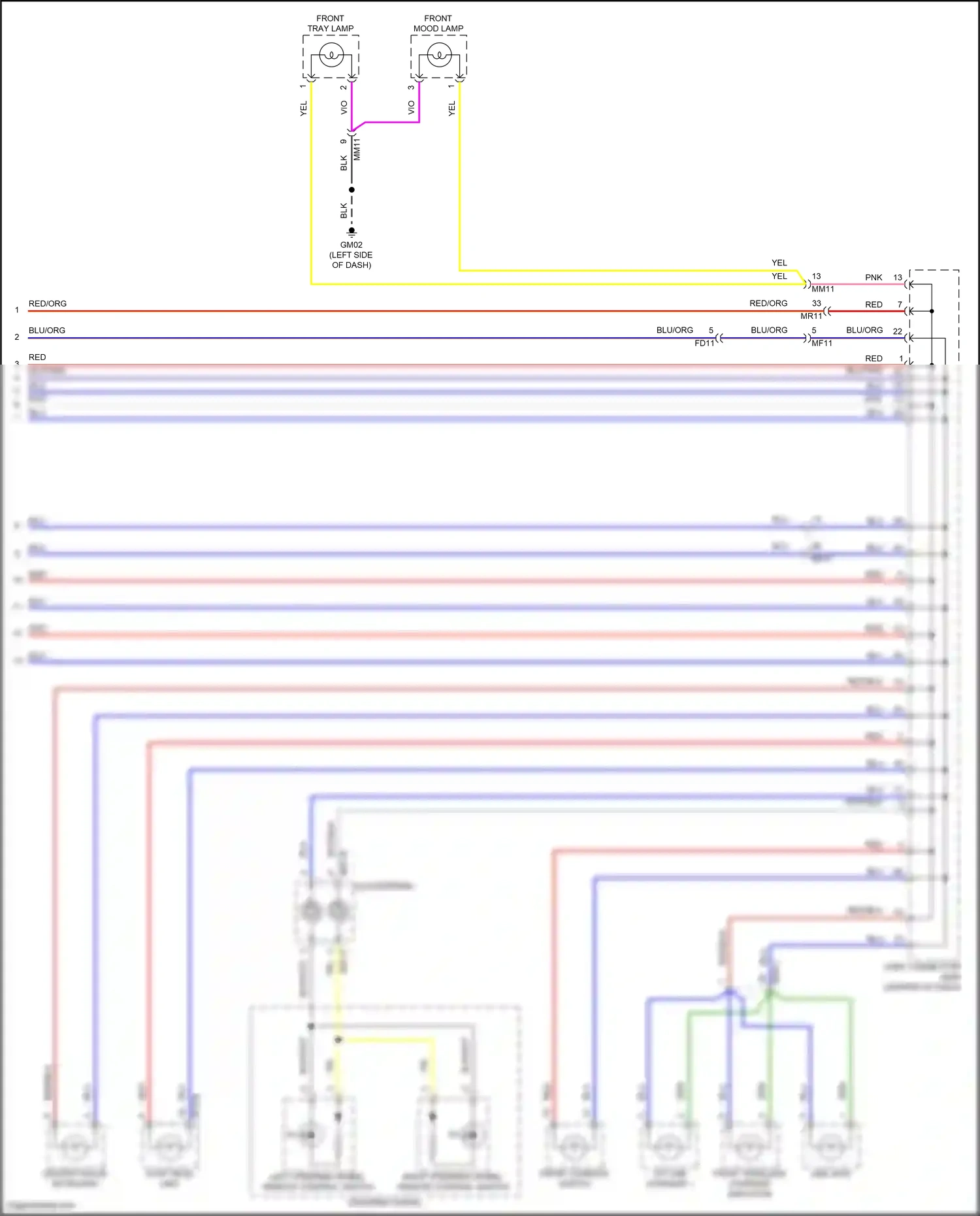 Wiring diagram front console switch for Hyundai Palisade I facelift (2022-2024) (16 of 20)