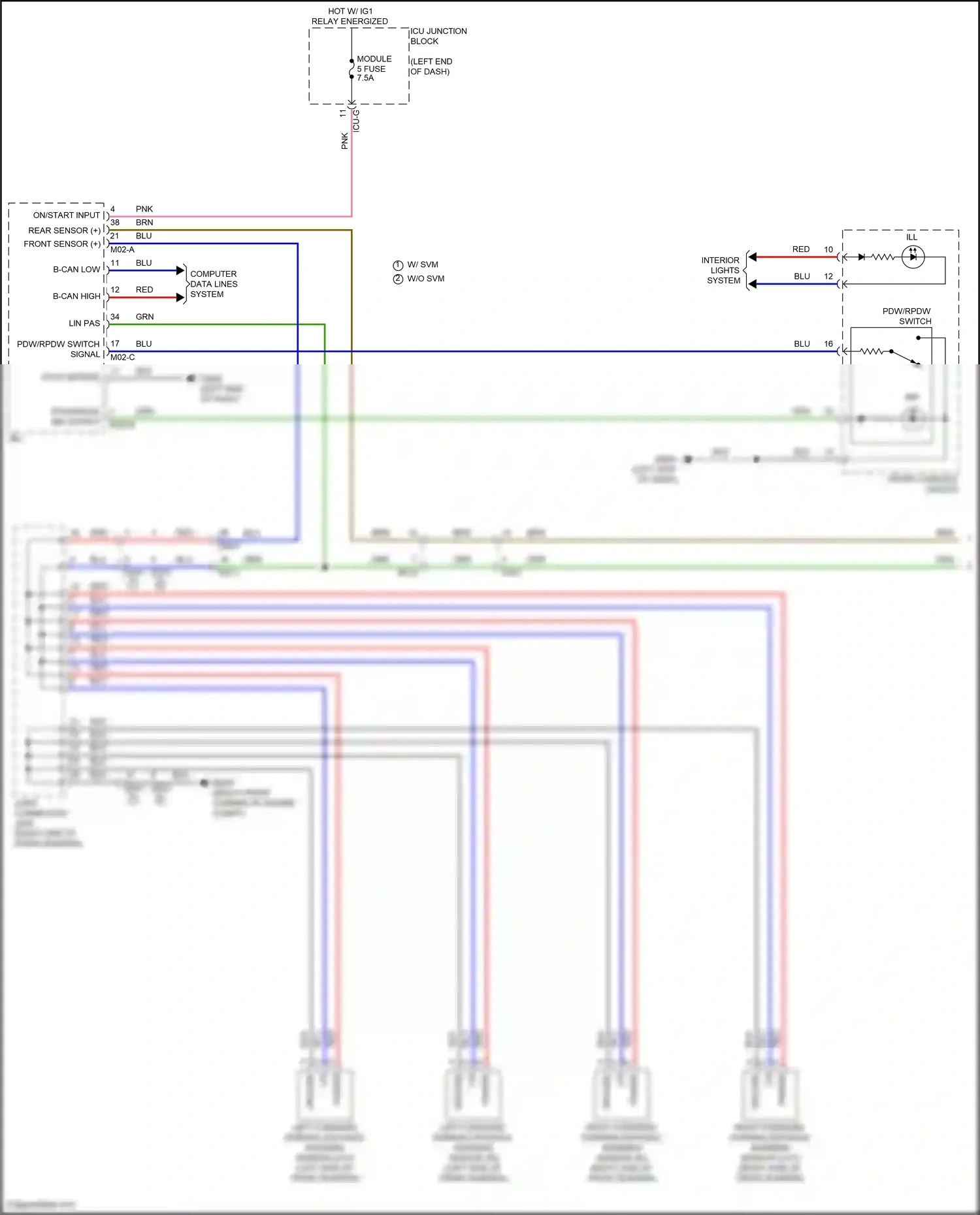 Wiring diagram front console switch for Hyundai Palisade I facelift (2022-2024) (8 of 20)