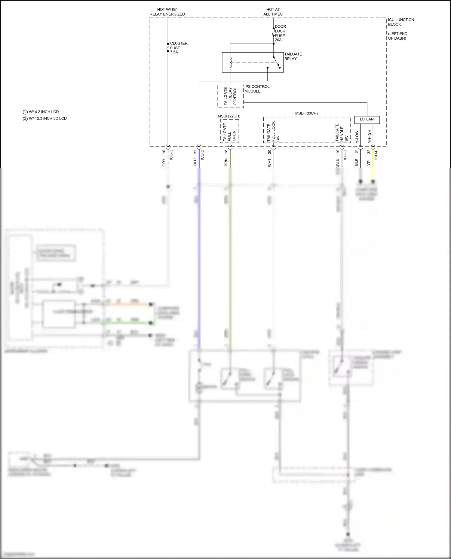 Wiring diagram tailgate handle switch for Hyundai Palisade I facelift (2022-2024) (2 of 2)
