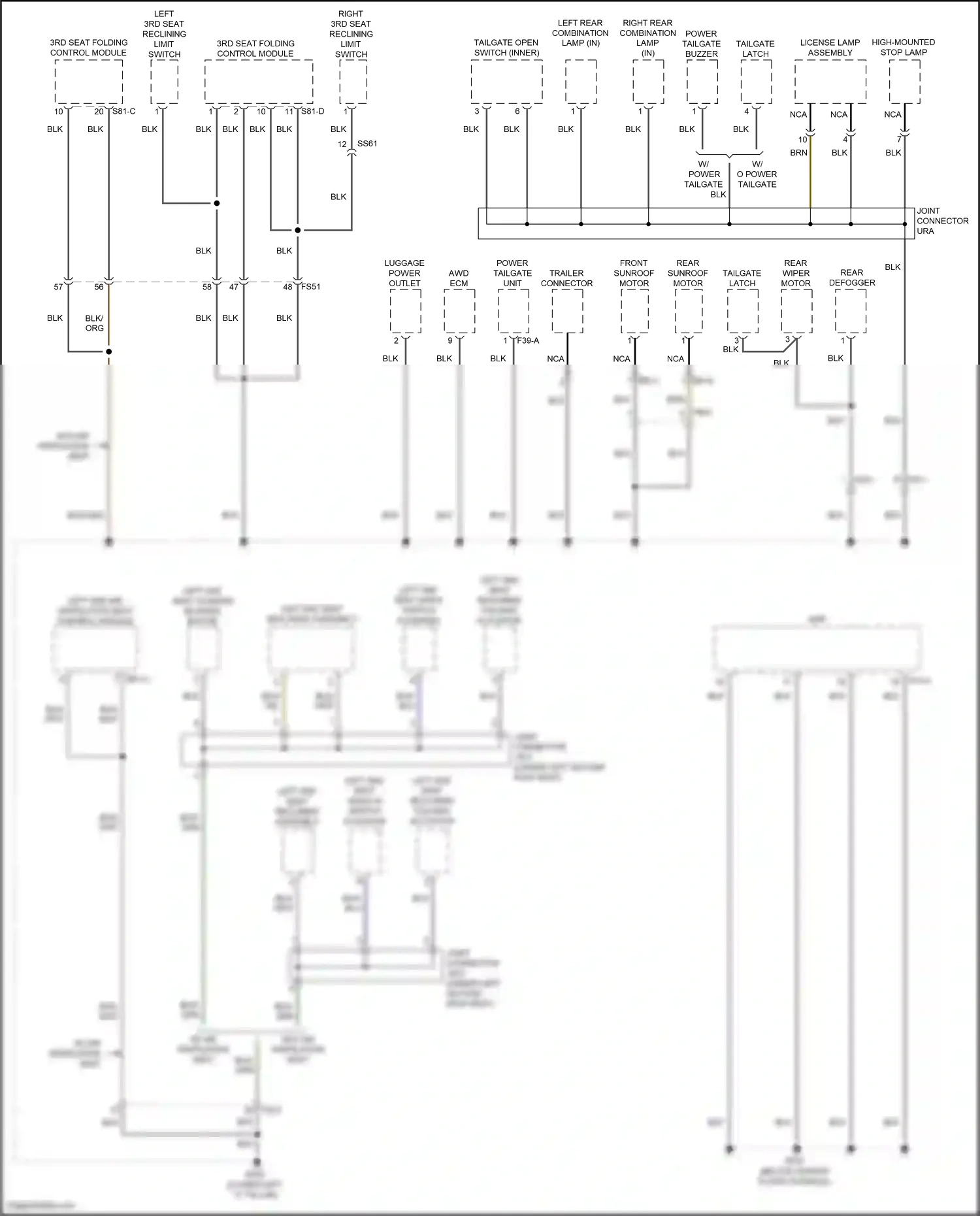 Wiring diagram tailgate latch for Hyundai Palisade I facelift (2022-2024) (3 of 5)