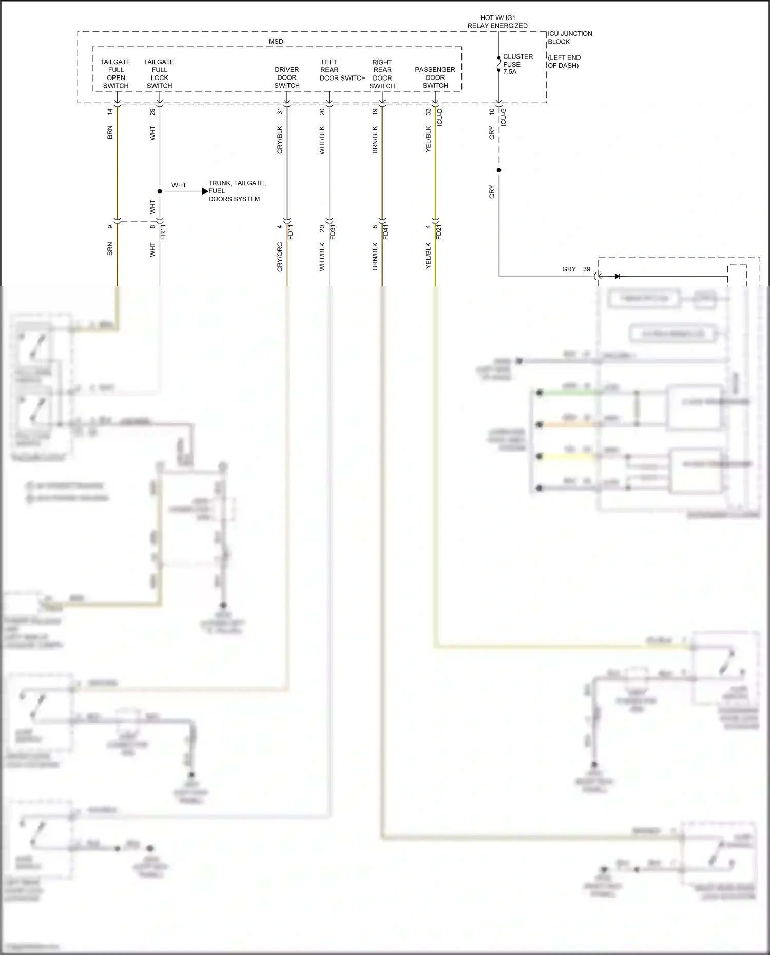 Wiring diagram ajar switch for Hyundai Palisade I (2018-2022) (2 of 4)
