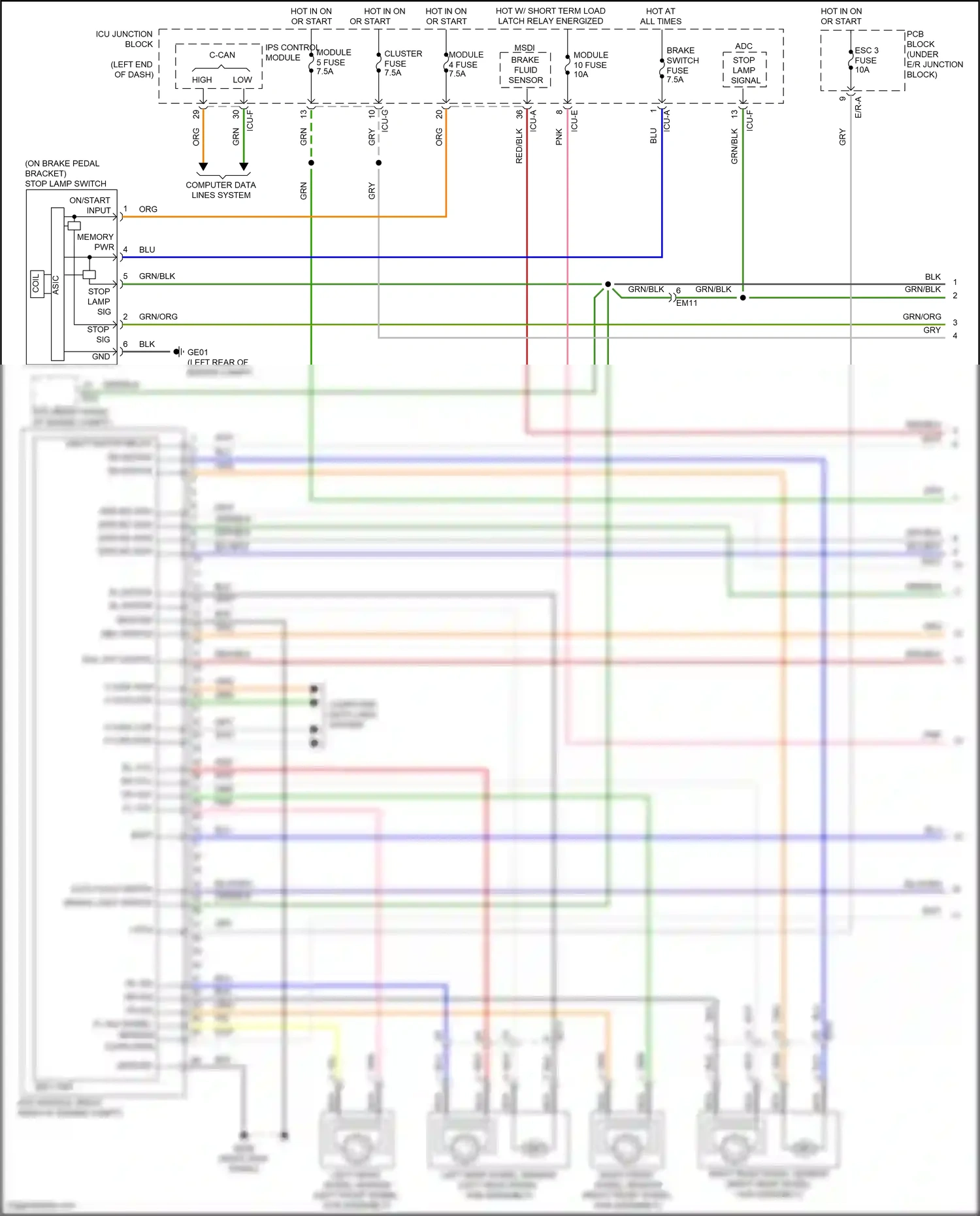 Wiring diagram dbc switch for Hyundai Palisade I (2018-2022) (1 of 2)