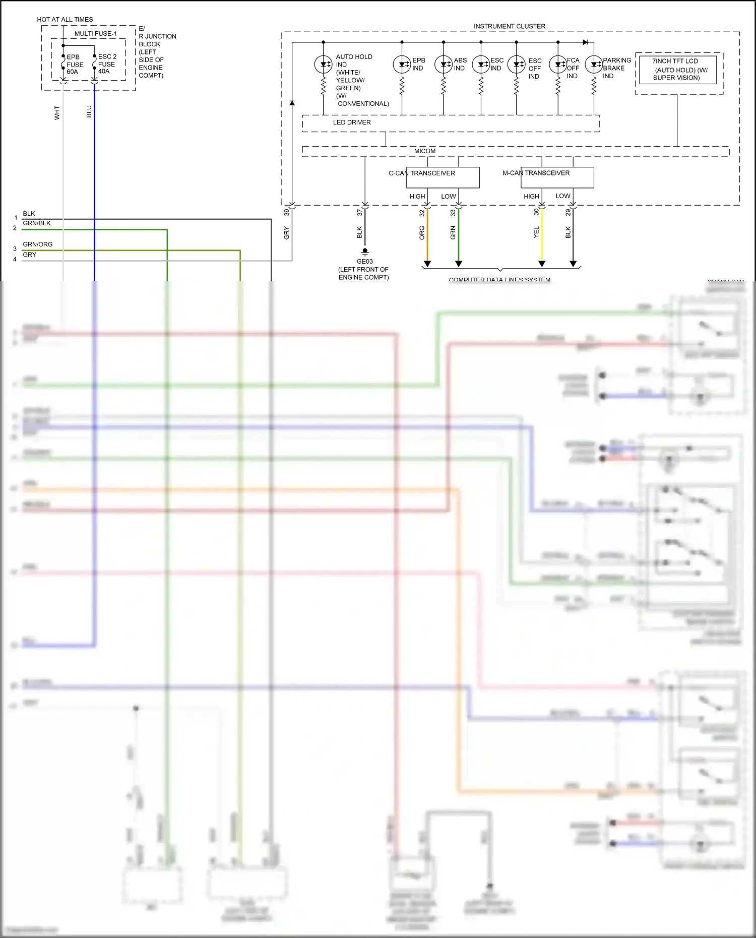 Wiring diagram dbc switch for Hyundai Palisade I (2018-2022) (2 of 2)