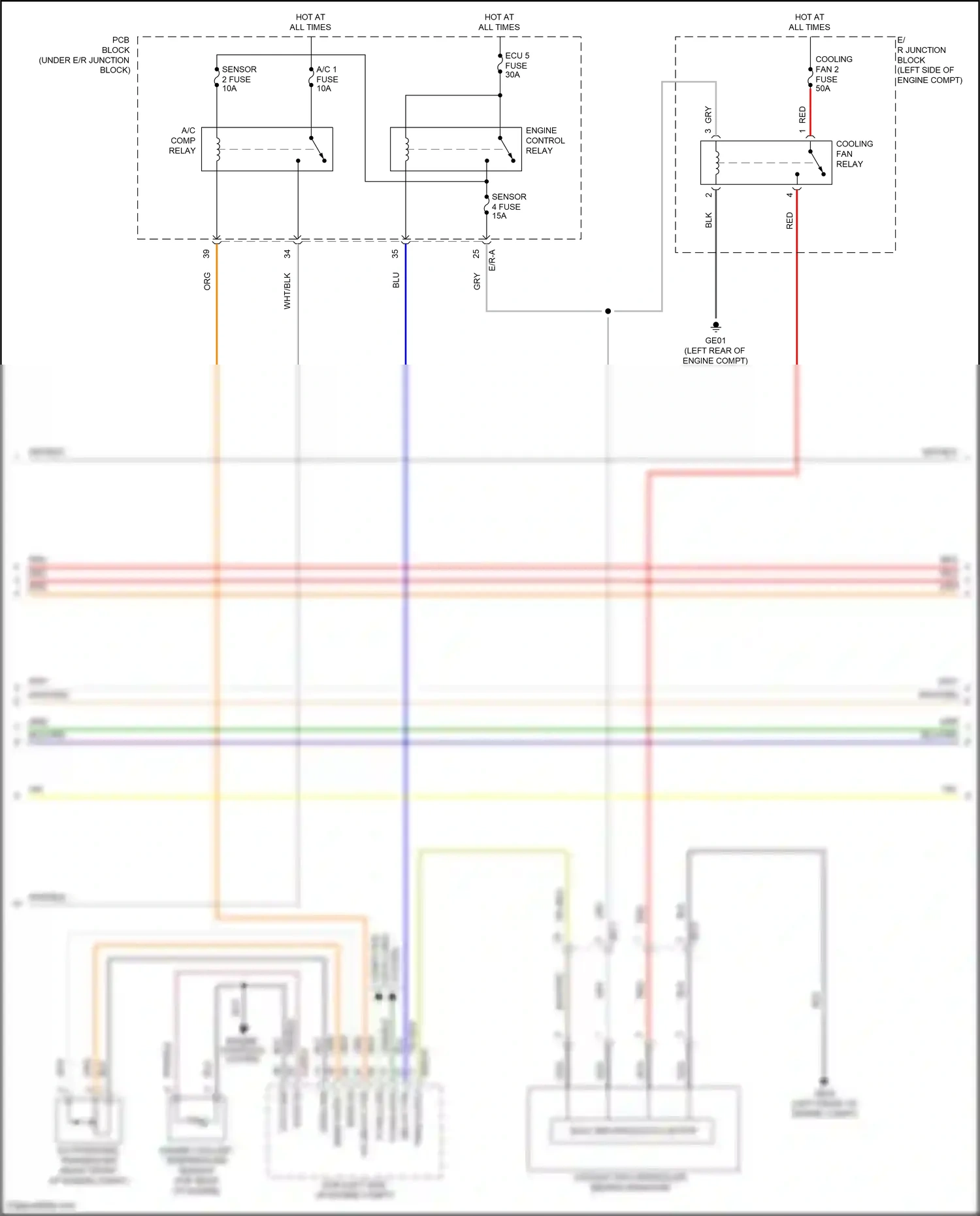 Wiring diagram engine coolant temperature sensor for Hyundai Palisade I (2018-2022) (3 of 4)