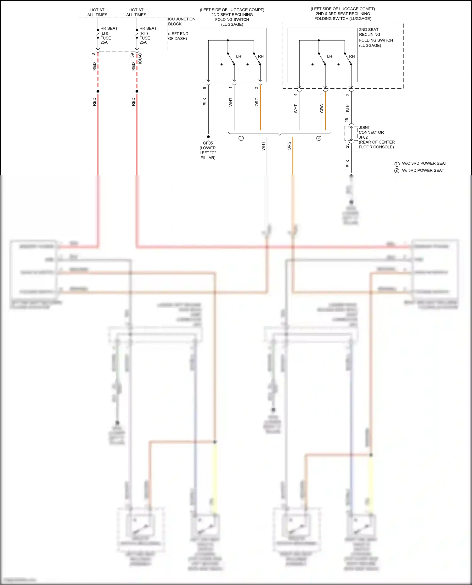 Wiring diagram folding switch for Hyundai Palisade I (2018-2022) (1 of 2)