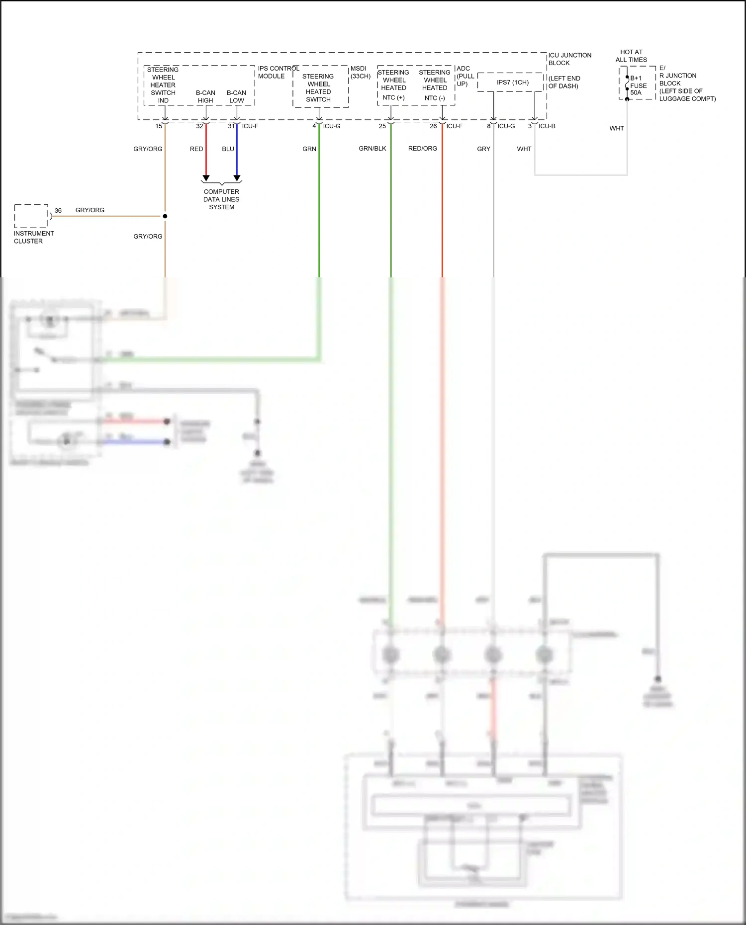 Wiring diagram front console switch for Hyundai Palisade I (2018-2022) (12 of 17)