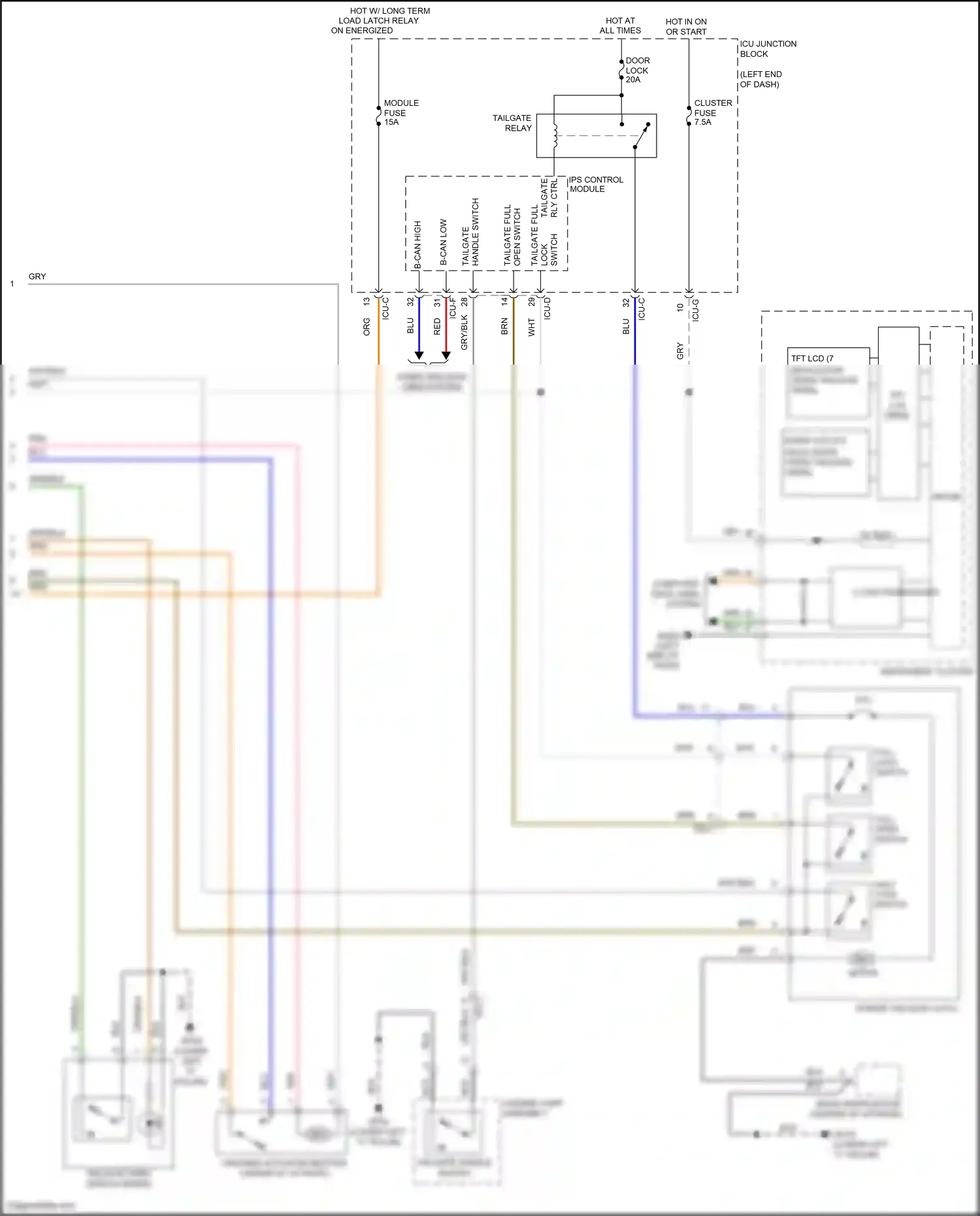 Wiring diagram half lock switch for Hyundai Palisade I (2018-2022) (1 of 1)