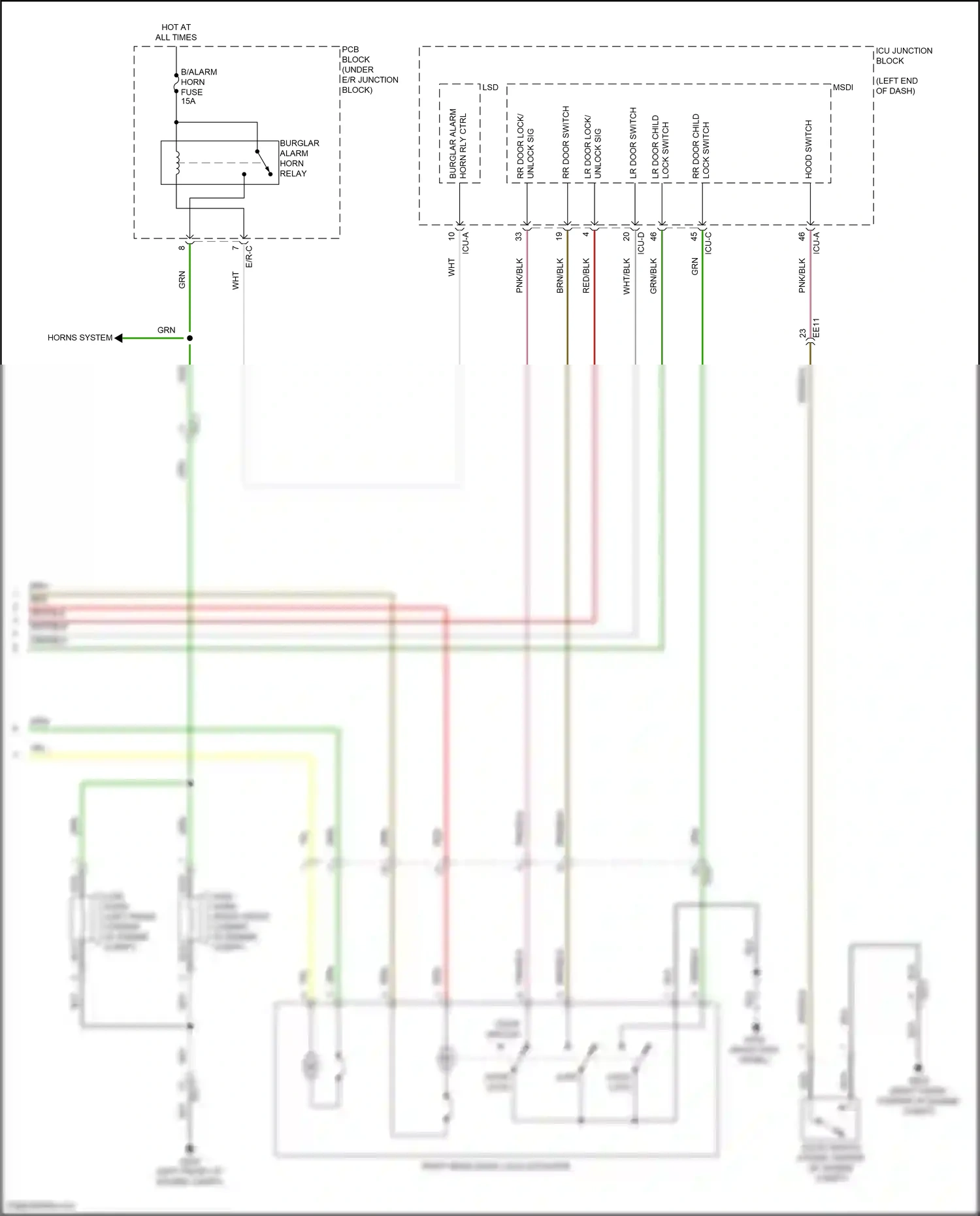 Wiring diagram lock switch for Hyundai Palisade I (2018-2022) (1 of 2)