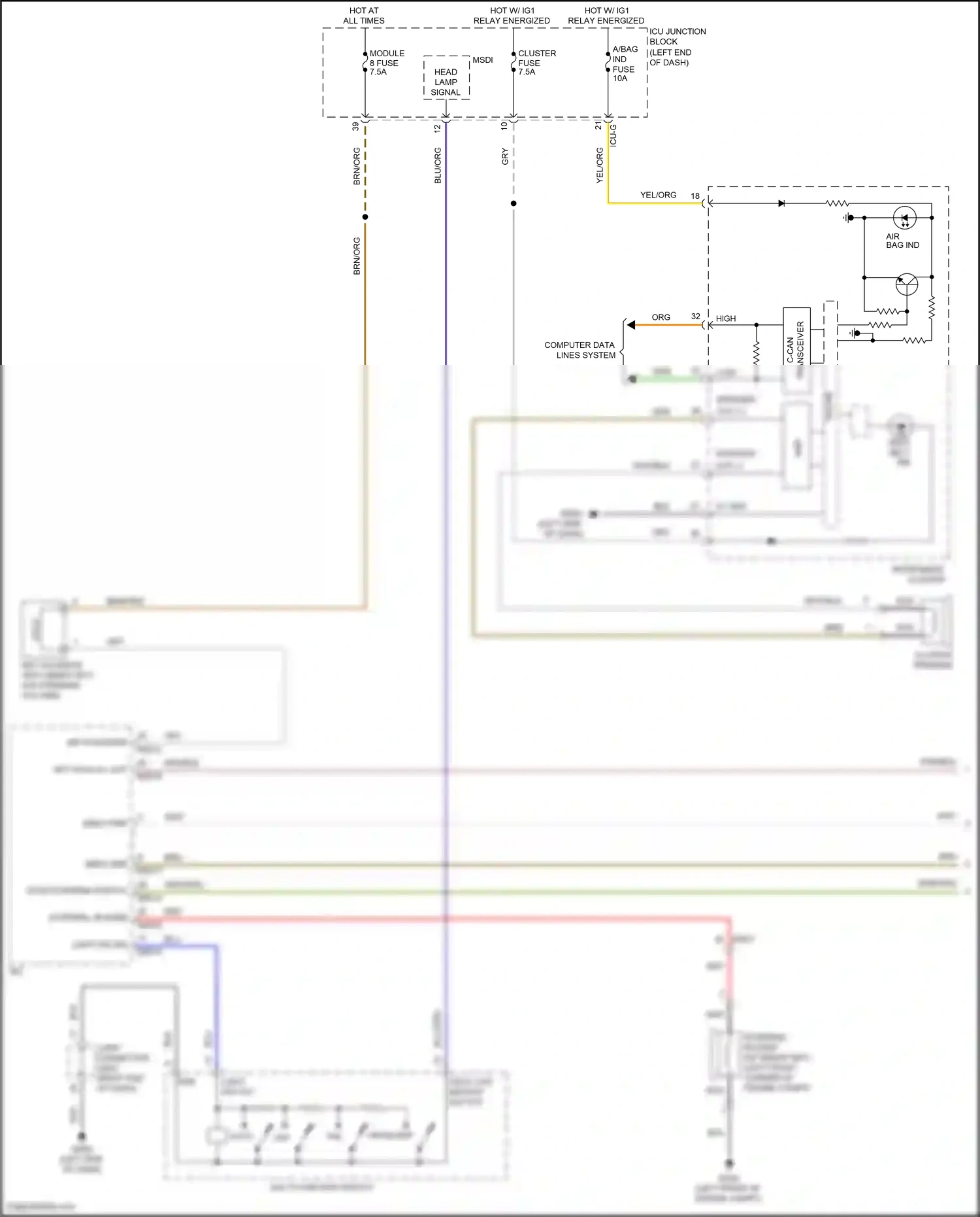 Wiring diagram multi- function switch for Hyundai Palisade I (2018-2022) (2 of 9)