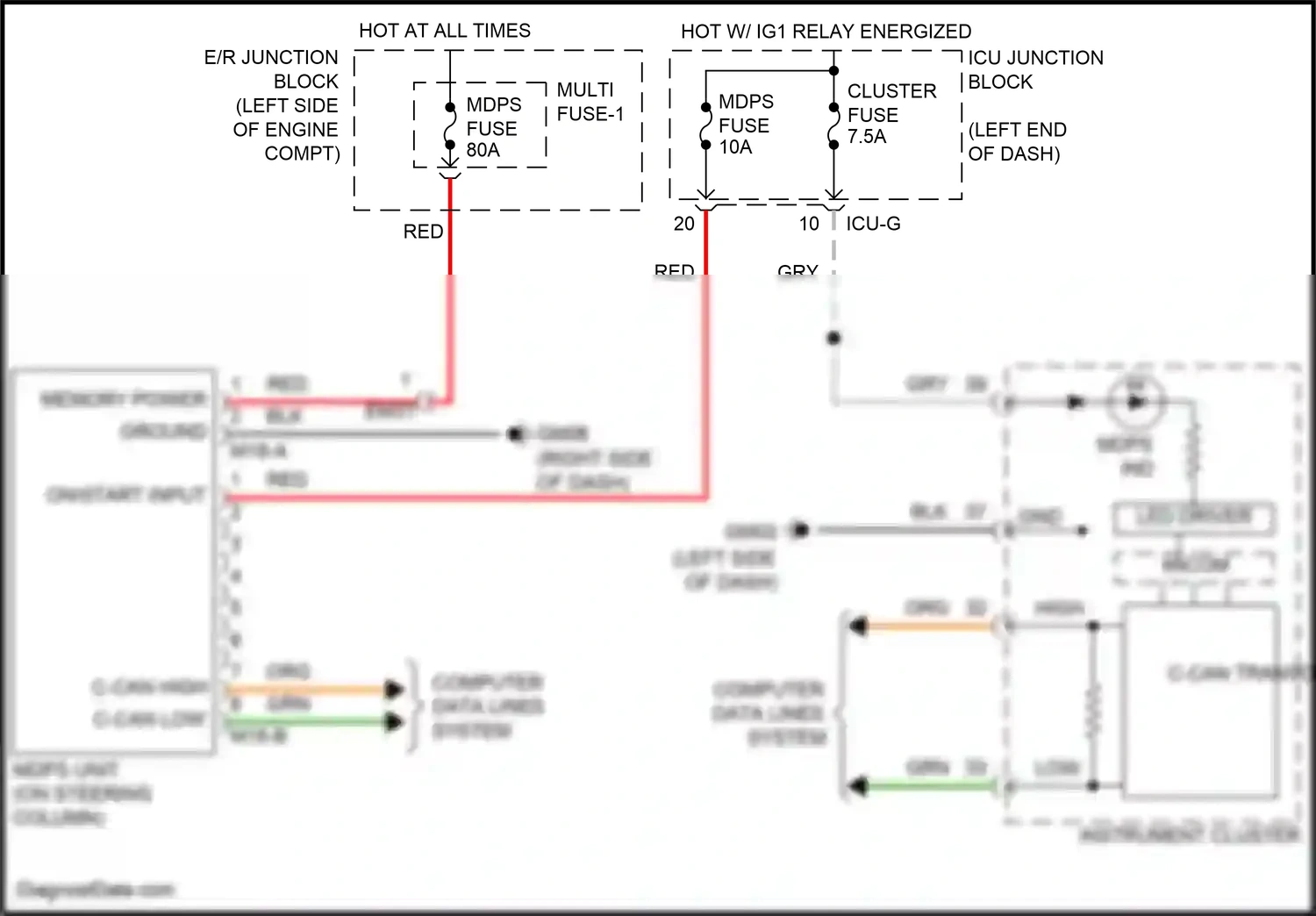 Wiring diagram on/start input for Hyundai Palisade I (2018-2022) (15 of 27)