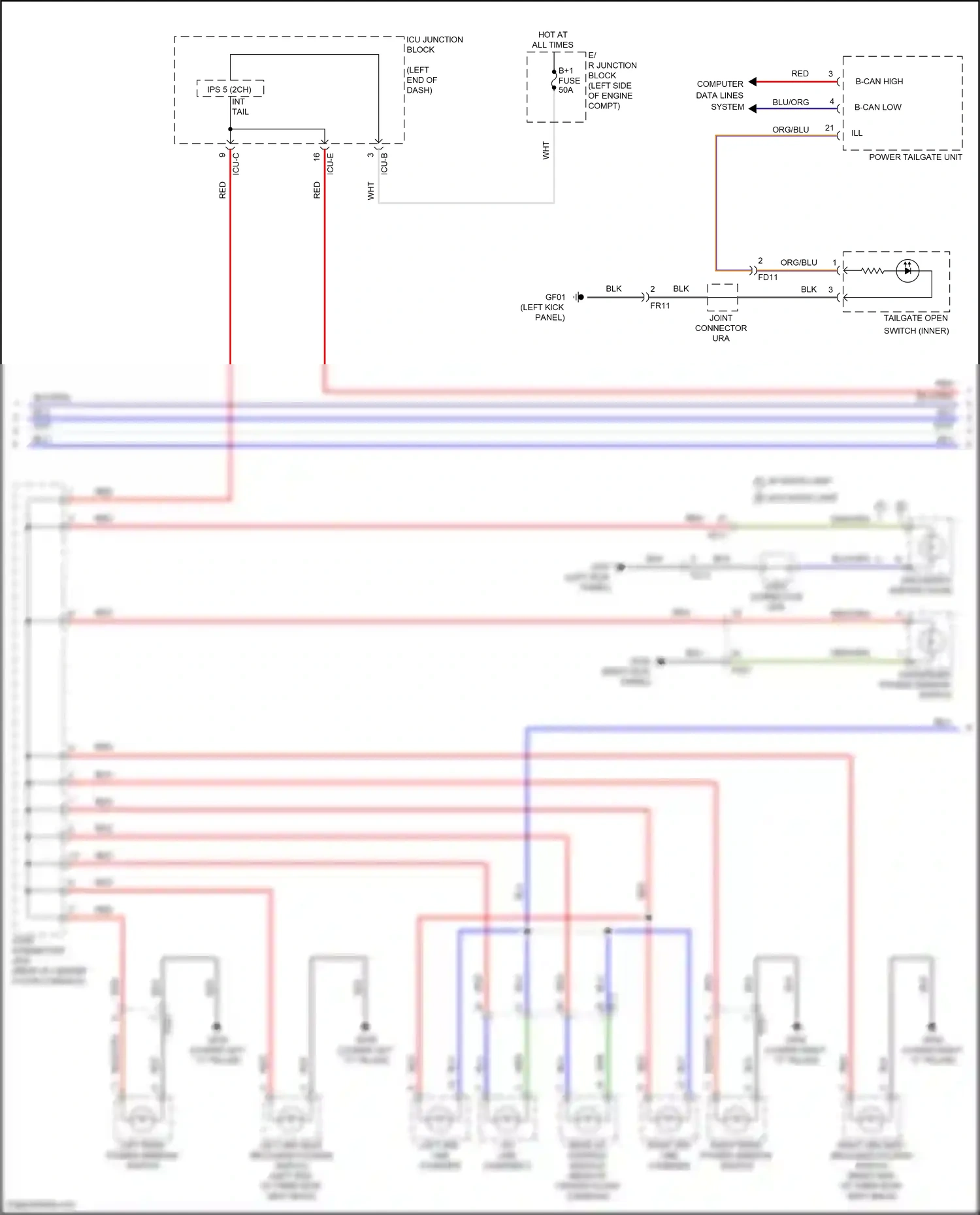 Wiring diagram rear a/c control module for Hyundai Palisade I (2018-2022) (4 of 11)