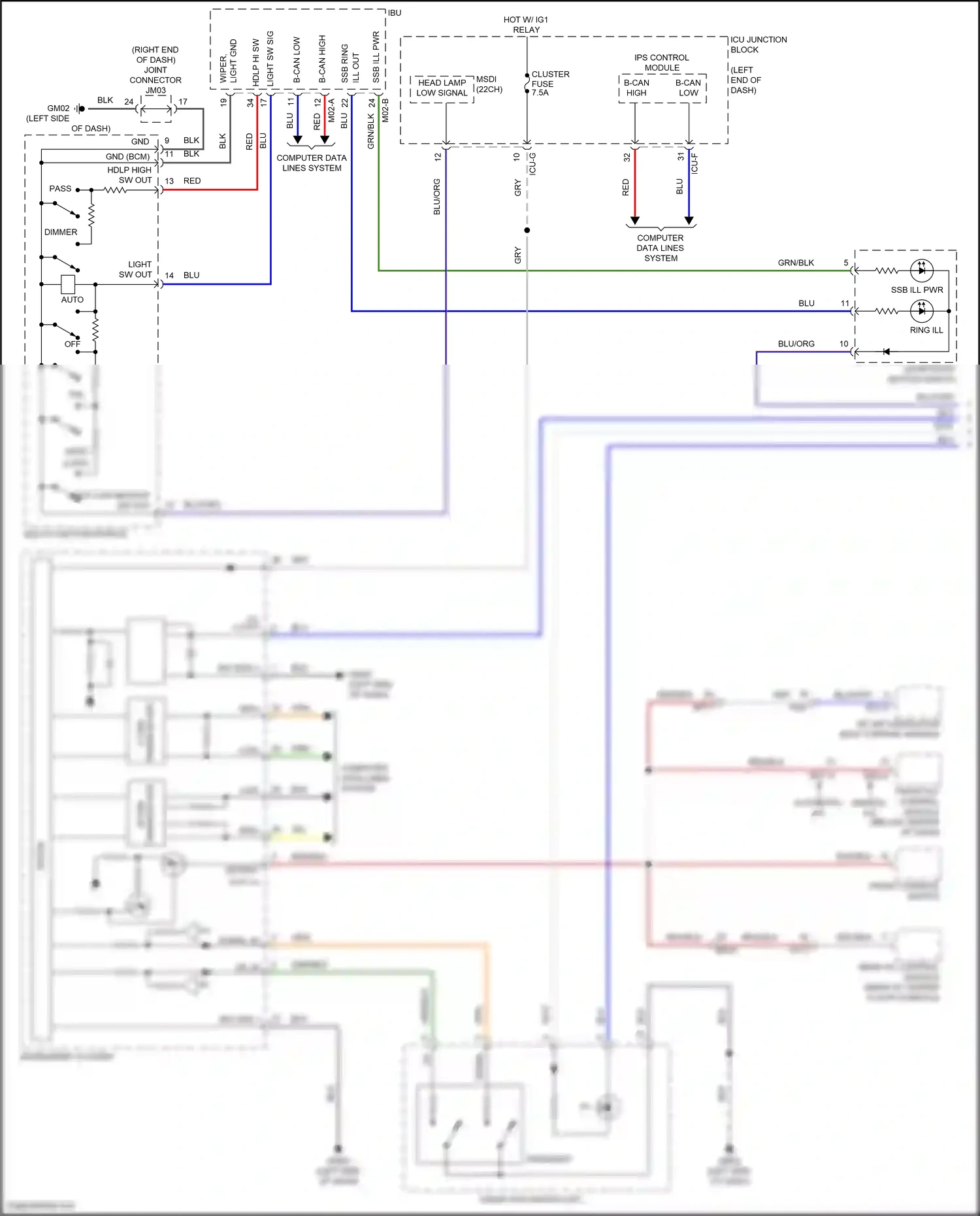 Wiring diagram start/stop button switch for Hyundai Palisade I (2018-2022) (3 of 4)