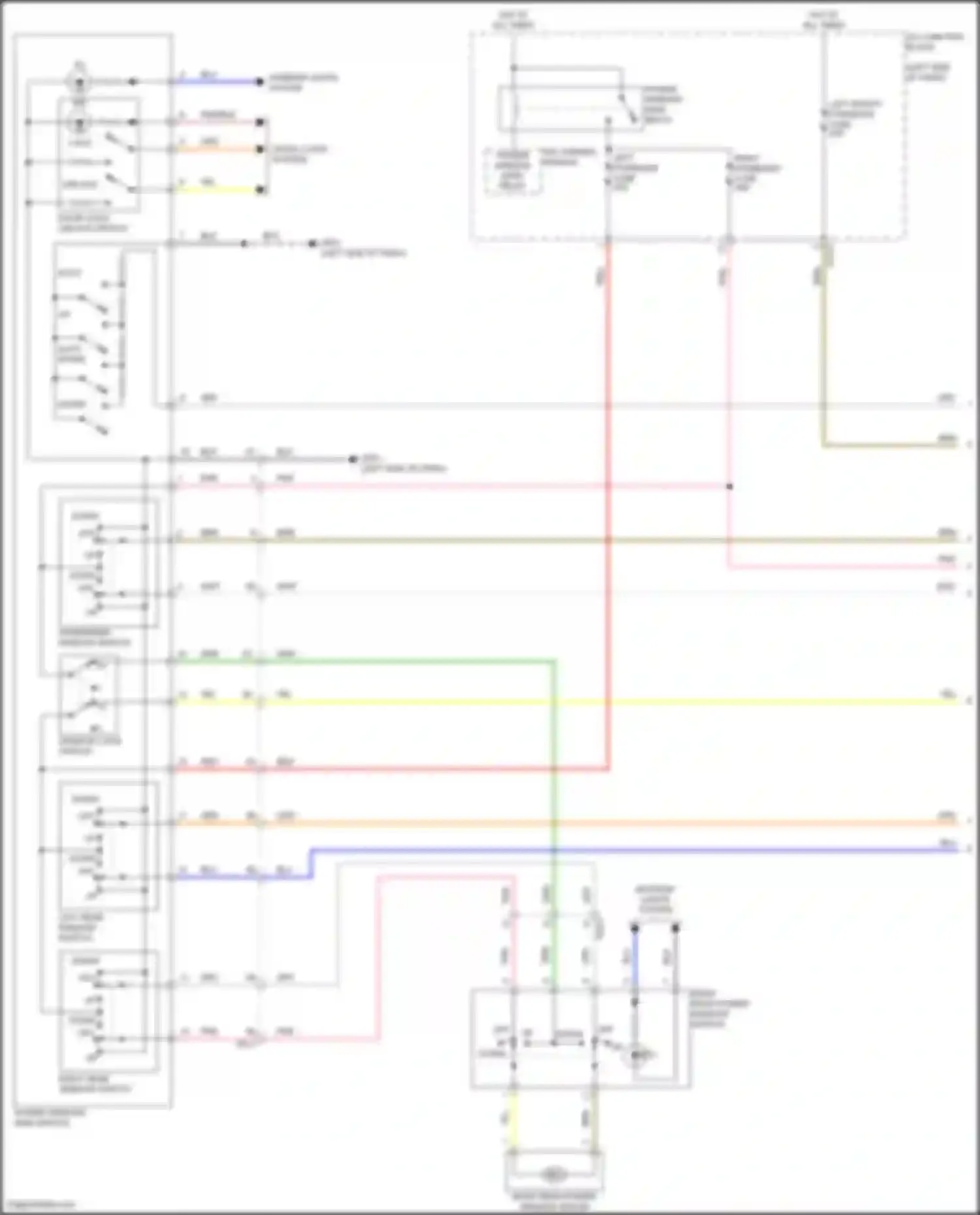 Wiring diagram right rear power window switch for Hyundai Santa Cruz I (2021-2024) (5 of 6)