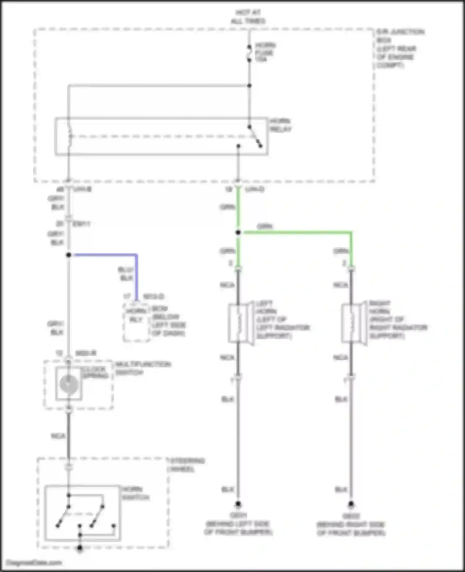Santa Fe Hyundai II facelift (2010-2012): Horn circuit