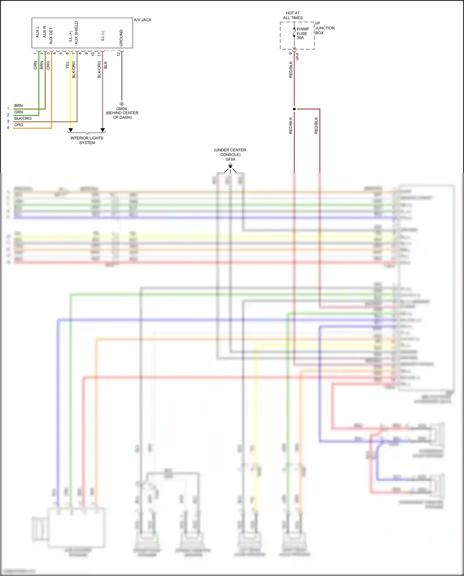 Wiring diagram (below front for Hyundai Santa Fe II facelift (2010-2012) (1 of 2)