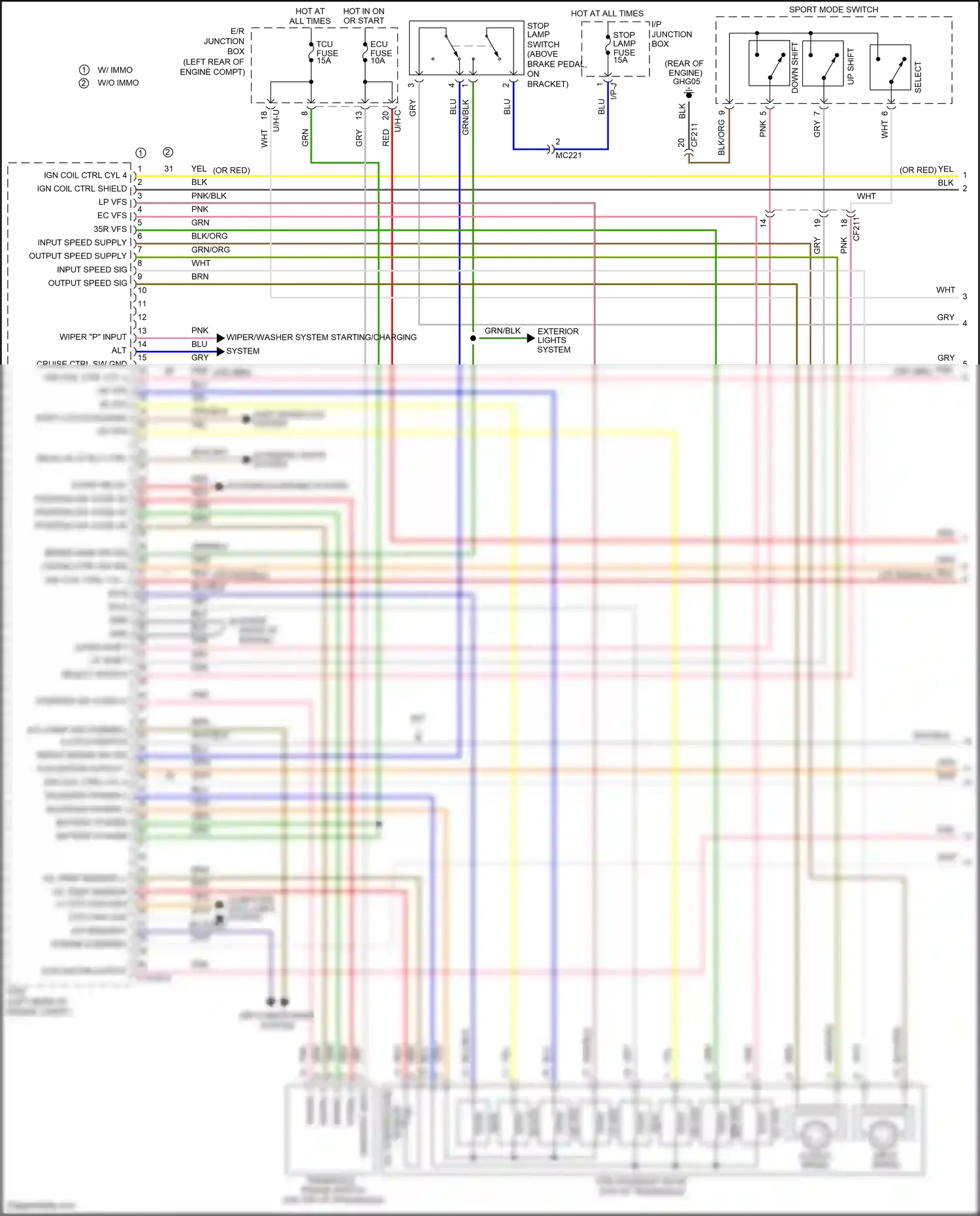 Wiring diagram down shift for Hyundai Santa Fe II facelift (2010-2012) (2 of 3)