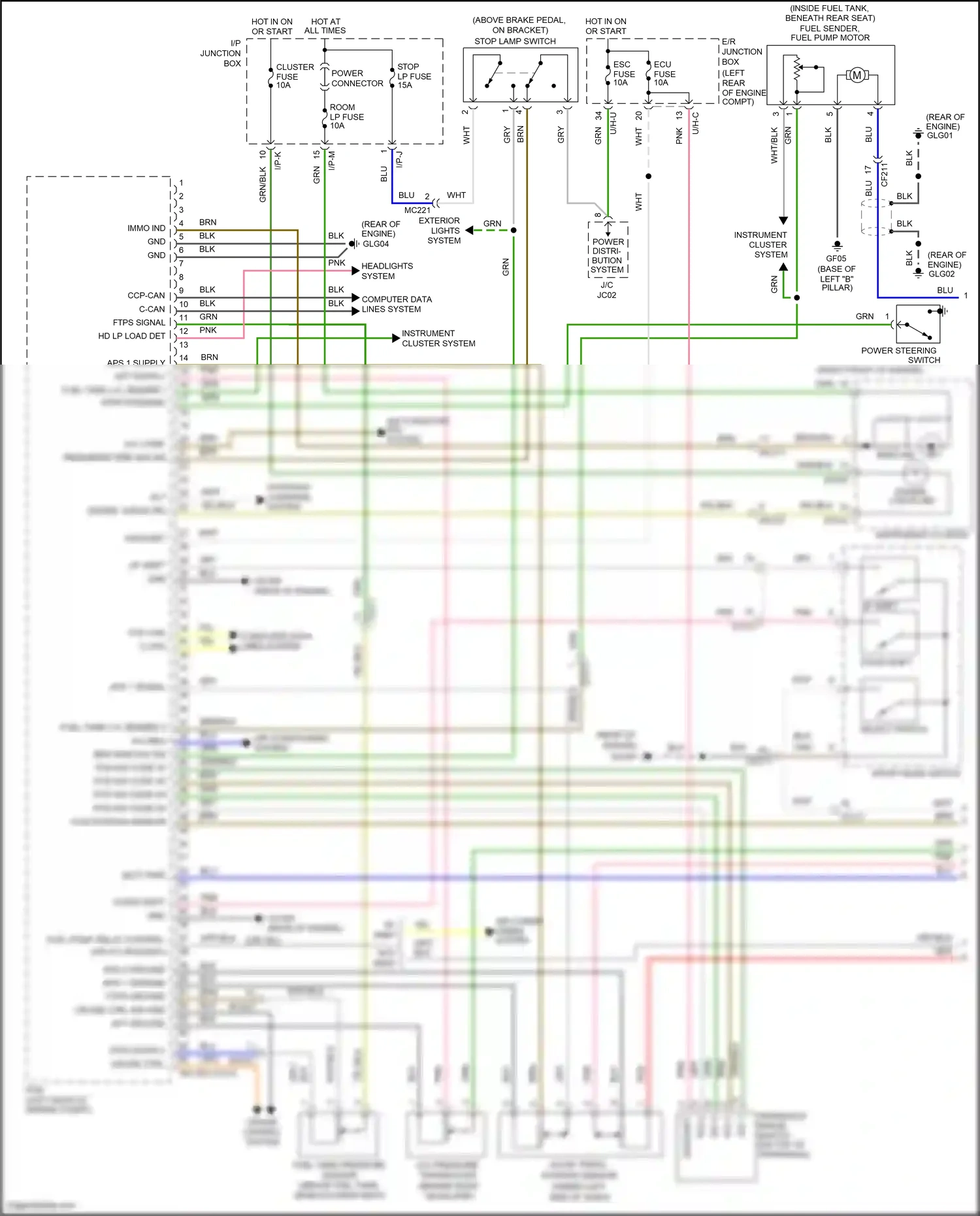 Wiring diagram down shift for Hyundai Santa Fe II facelift (2010-2012) (3 of 3)