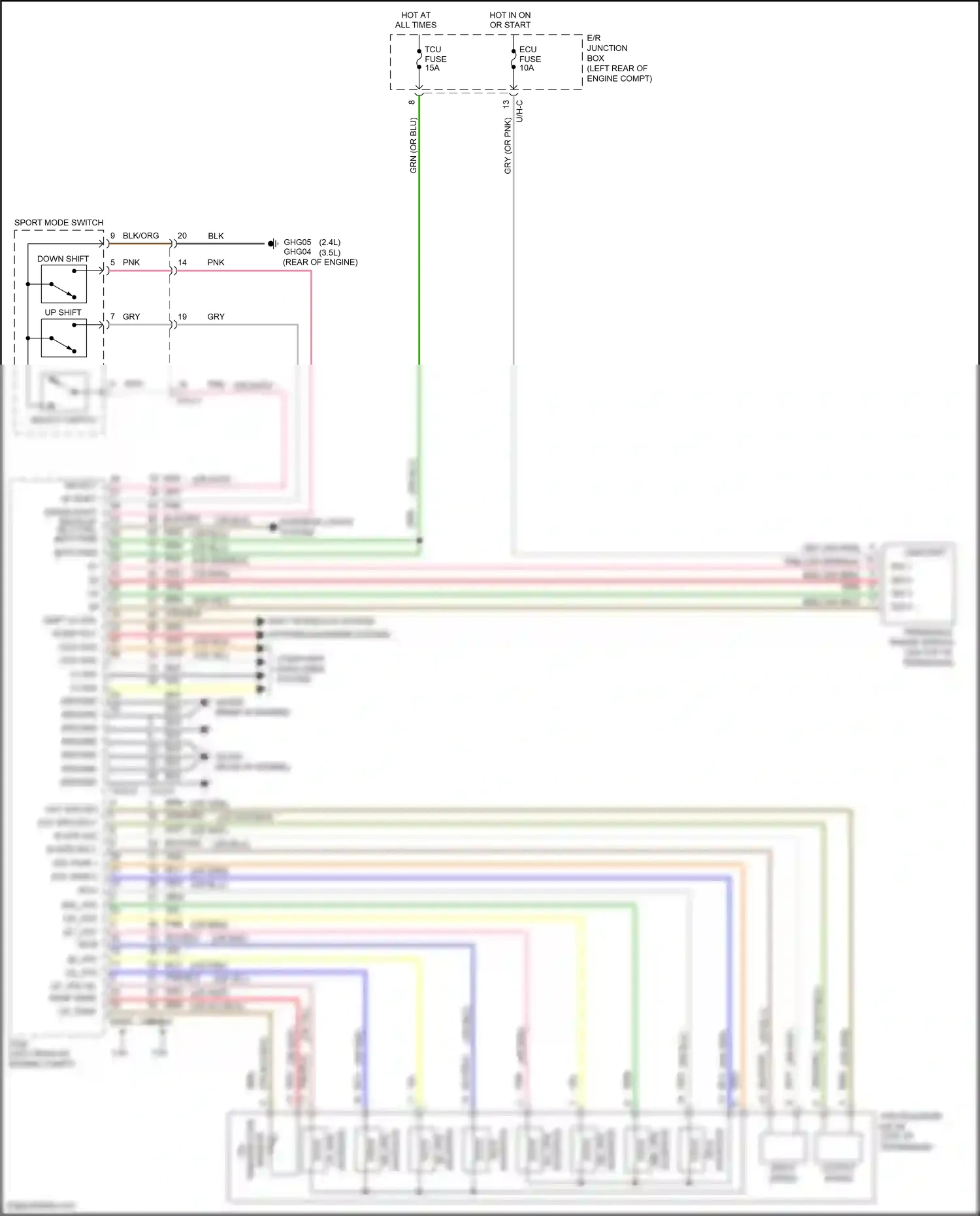 Wiring diagram down shift for Hyundai Santa Fe II facelift (2010-2012) (1 of 3)