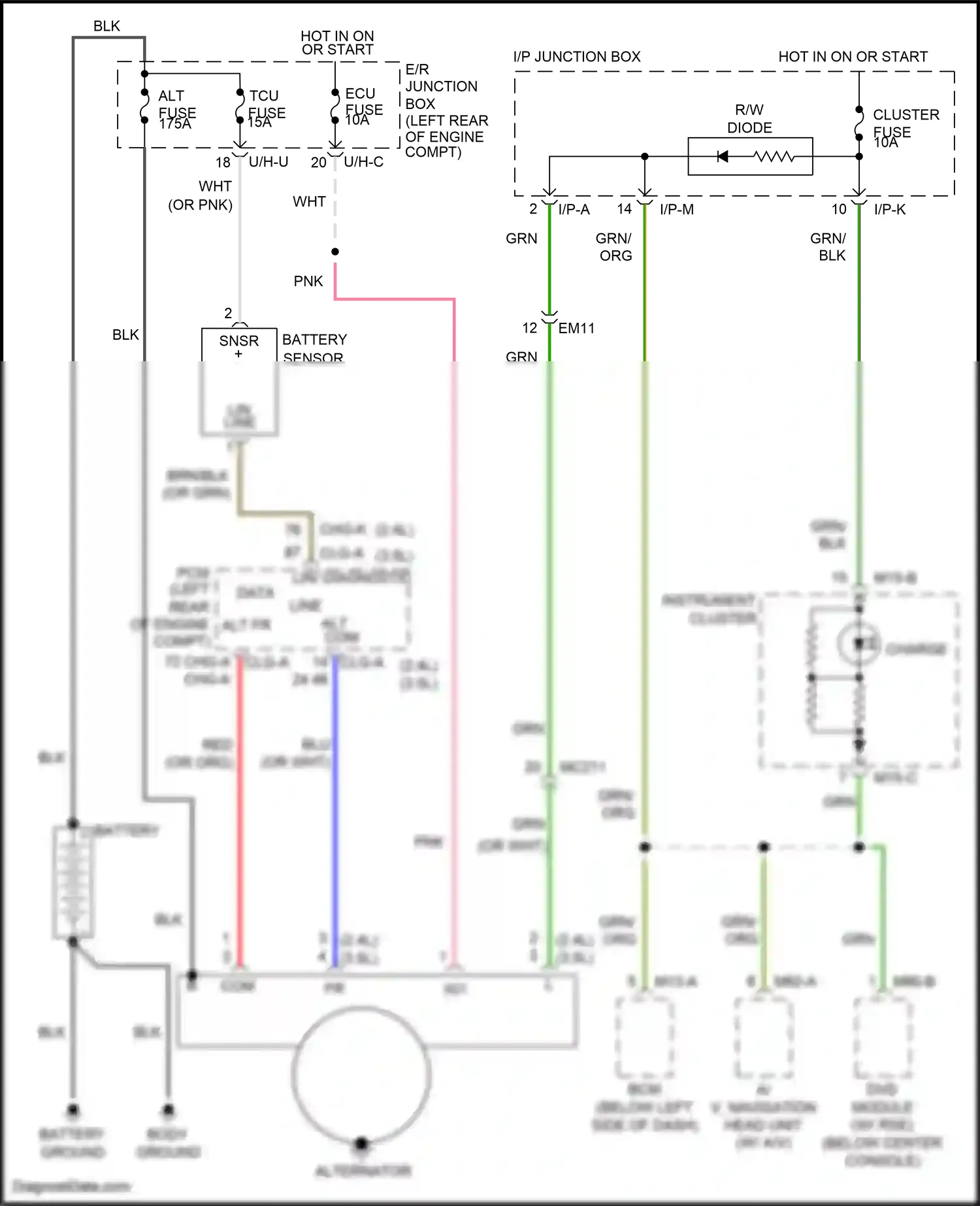 Wiring diagram dvd module for Hyundai Santa Fe II facelift (2010-2012) (1 of 7)