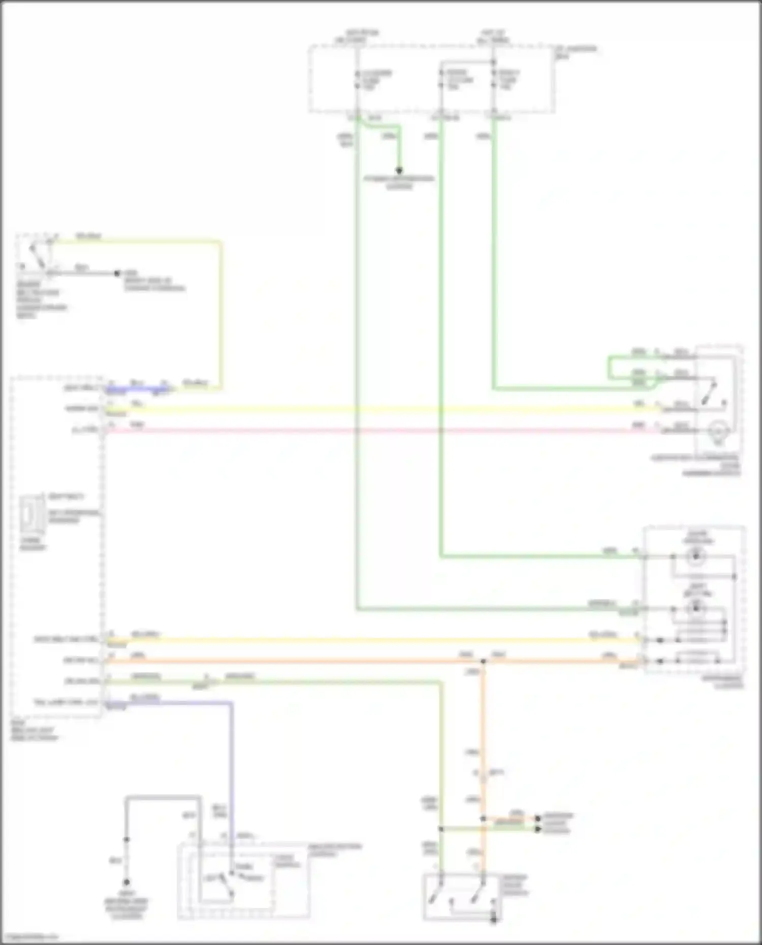 Wiring diagram ignition key illumination, door warning switch for Hyundai Santa Fe II facelift (2010-2012) (1 of 3)