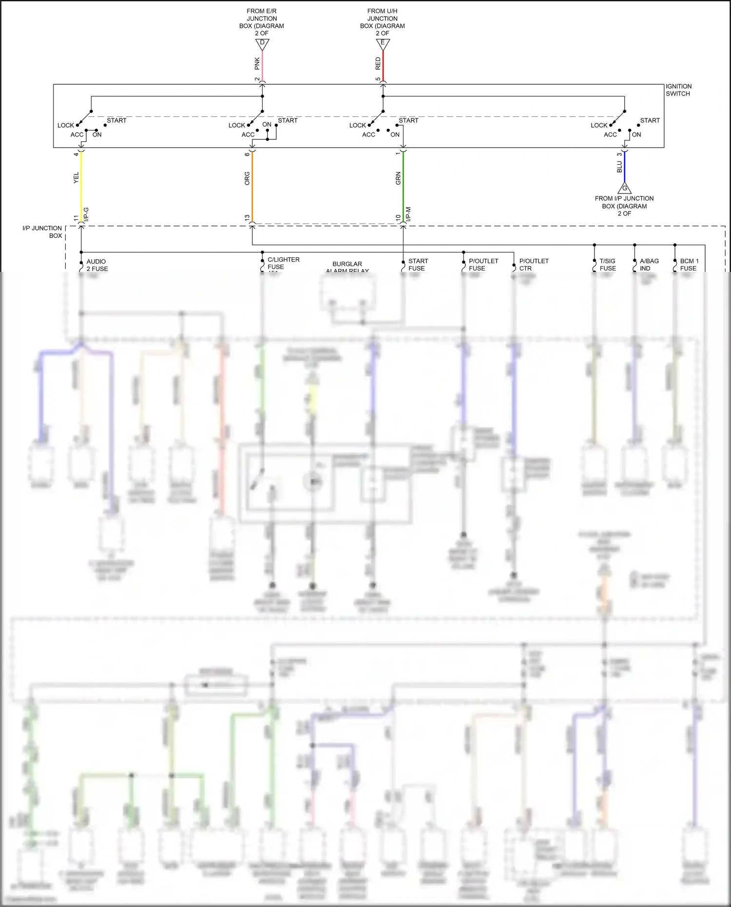 Wiring diagram ignition switch for Hyundai Santa Fe II facelift (2010-2012) (3 of 3)