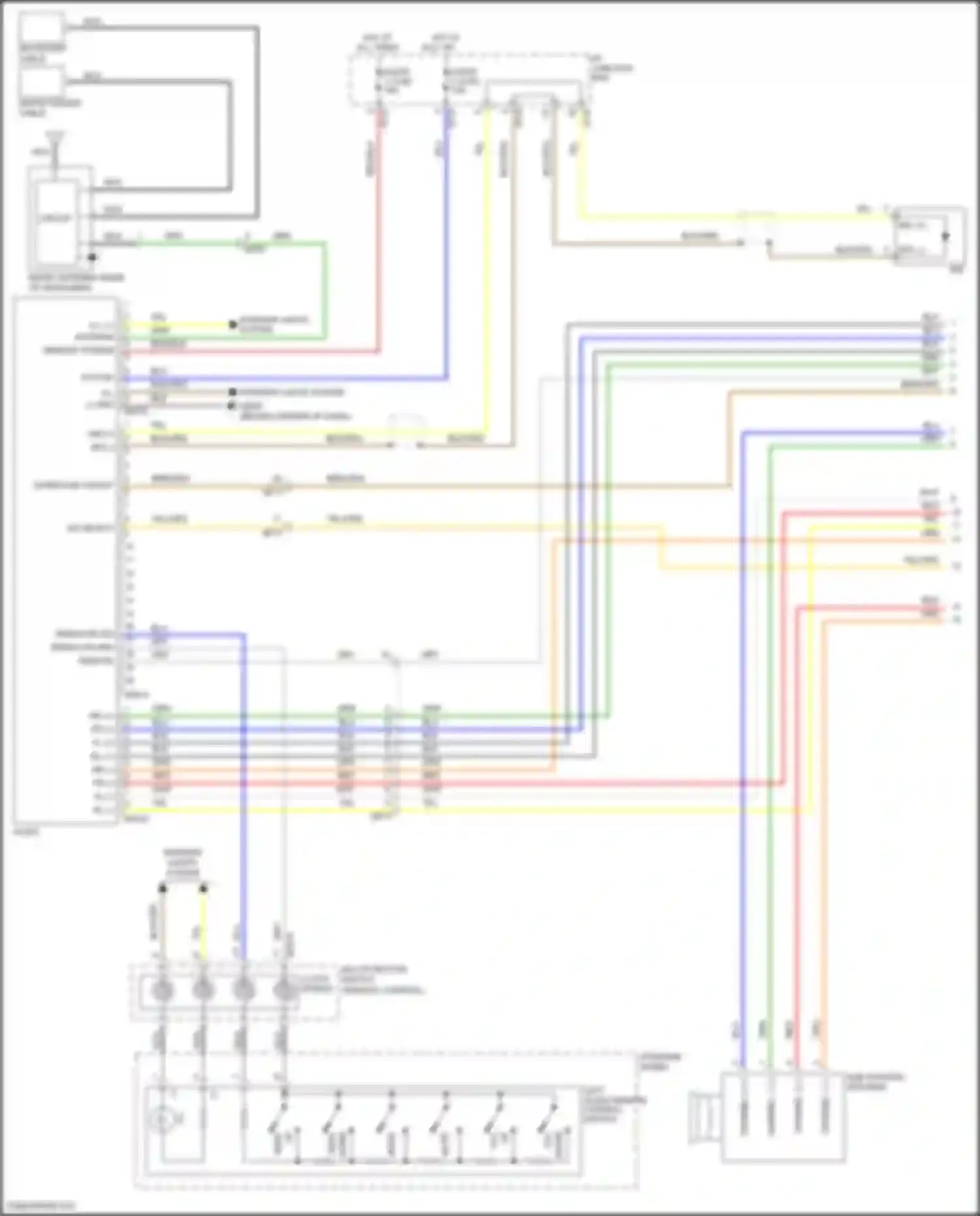 Wiring diagram left audio remote control switch for Hyundai Santa Fe II facelift (2010-2012) (2 of 4)